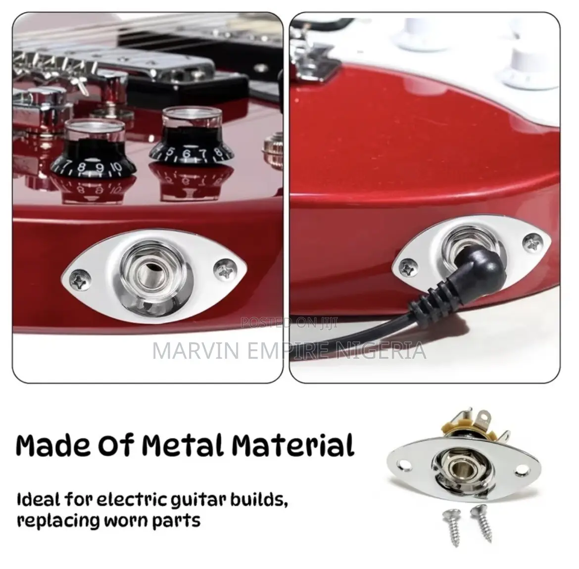 Guitar Output Jack Plate 6.35mm Electric Input Jack Oval (Silvery)