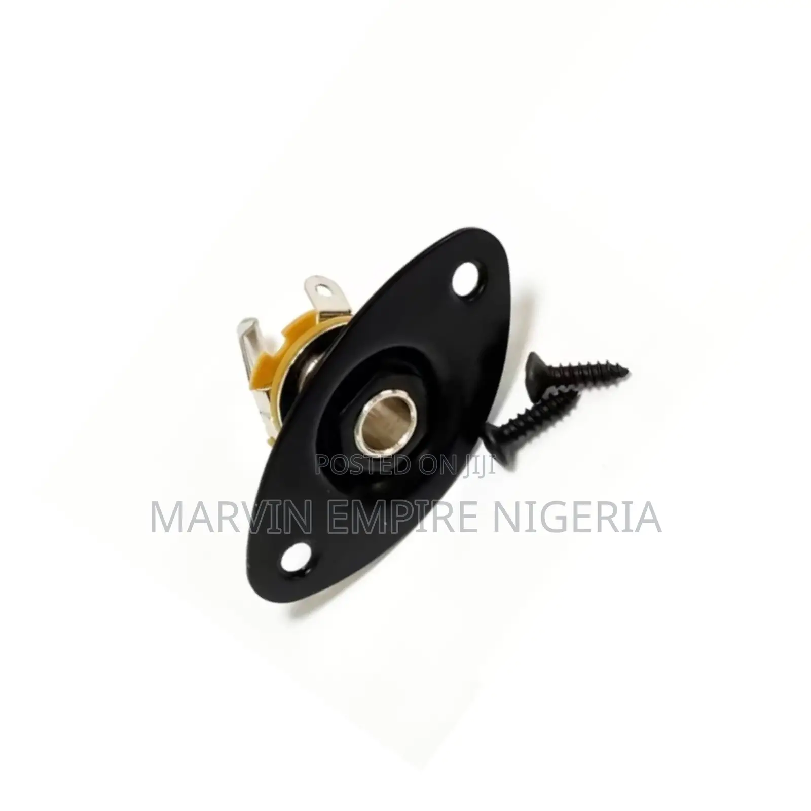 Black Electric Guitar Output Jack Socket 6.35mm Jack Oval With Plate