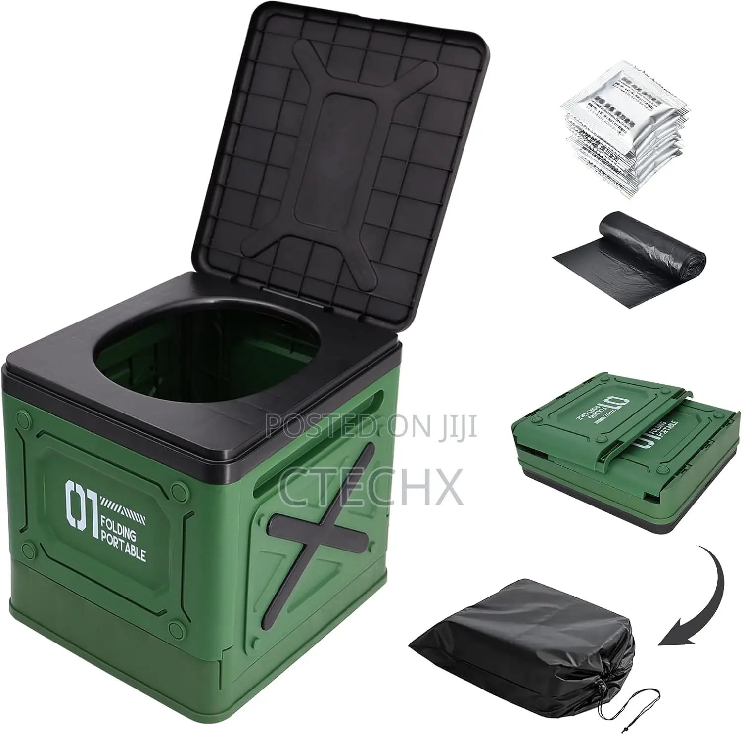 Foldable Portable Toilet for Camping Travel–Heavy Duty 150kg Capacity