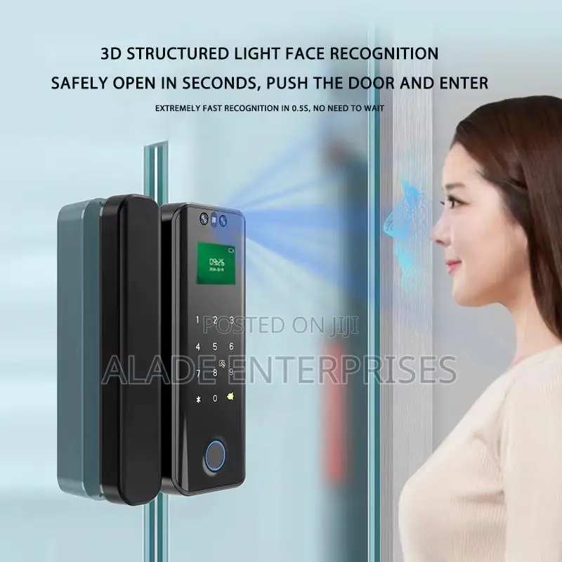 Facial Recognition Glass Door Smart Lock With Fingerprint,Code Access