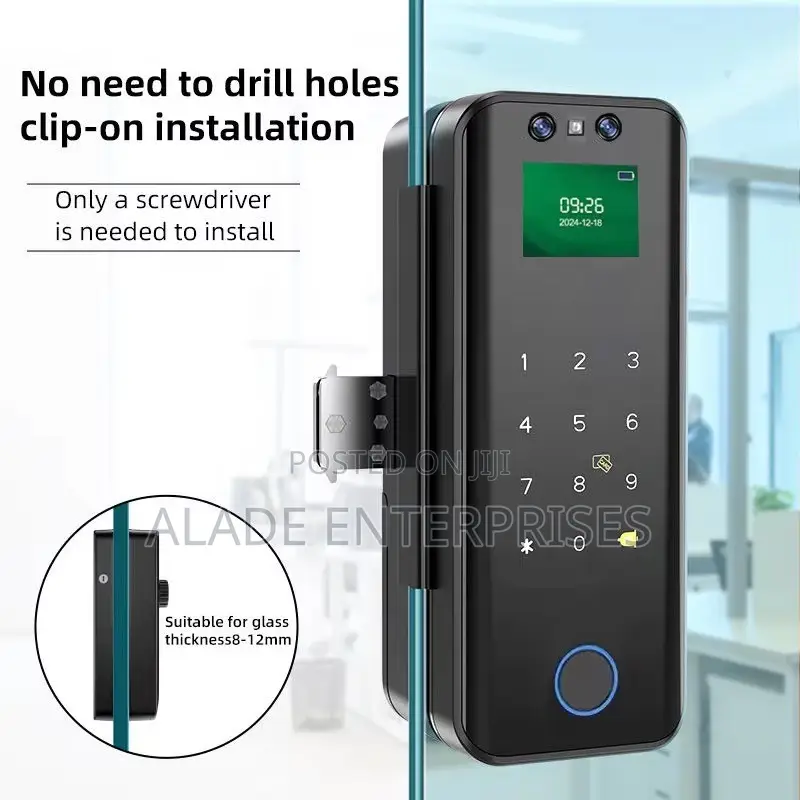 Facial Recognition Glass Door Smart Lock With Fingerprint,Code Access