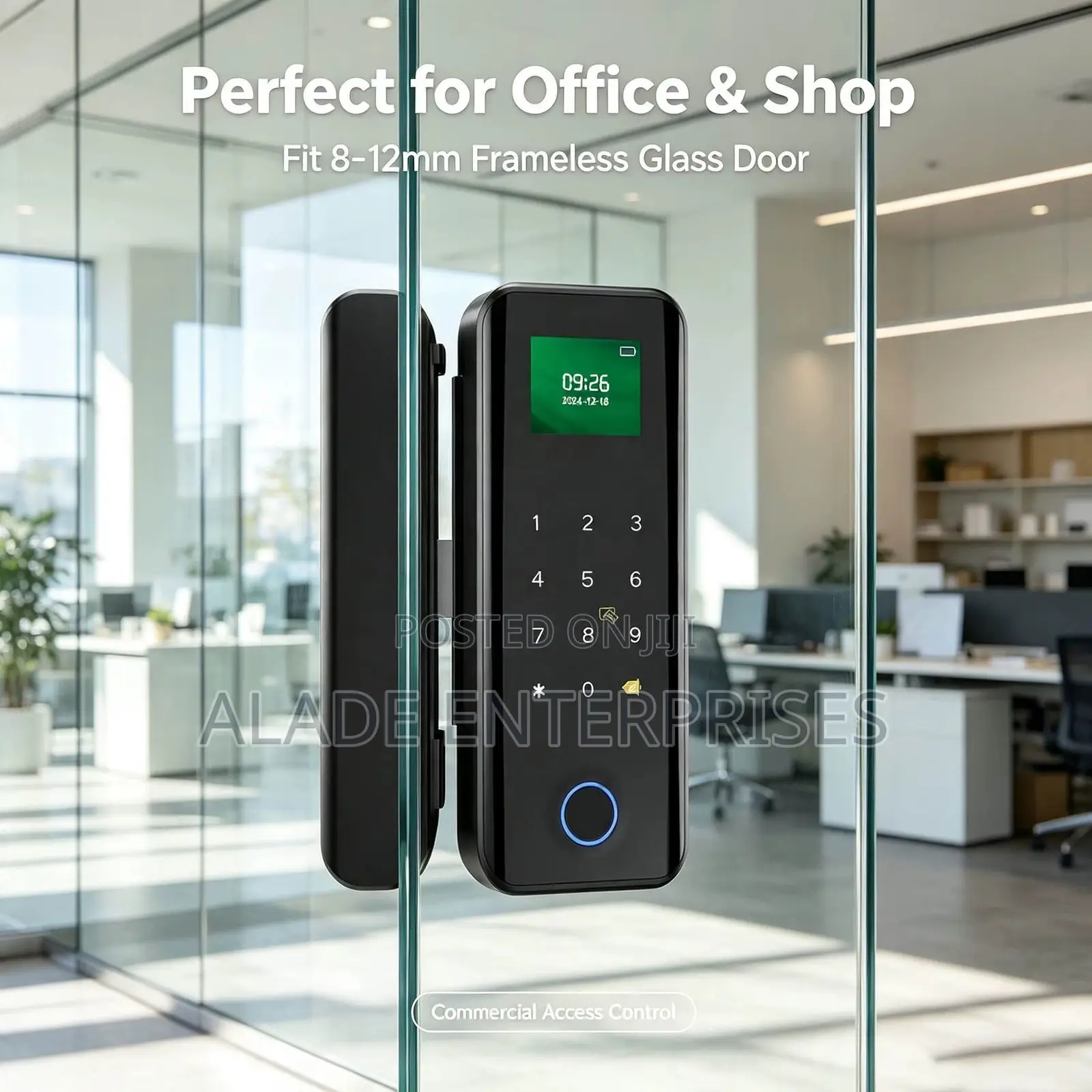 Facial Recognition Glass Door Smart Lock With Fingerprint,Code Access