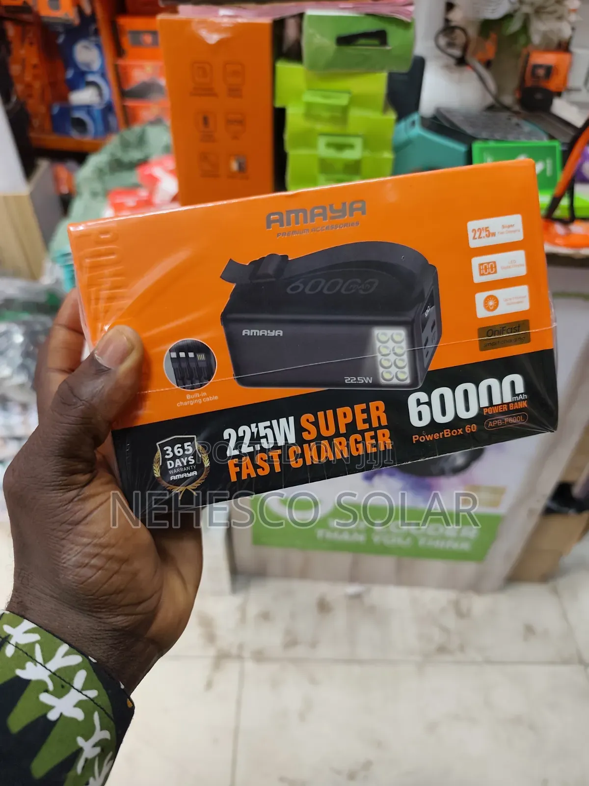 Original Amaya 60000mAh Power Bank With LED Light Inbuilt Cable