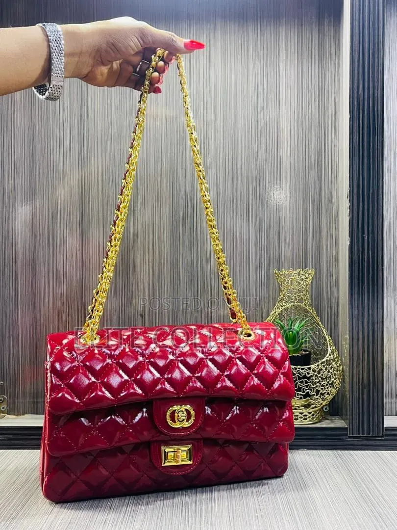 Glossy Chanel Bag Size Big Color: Black. Wine. Brown.White.Silver Gold