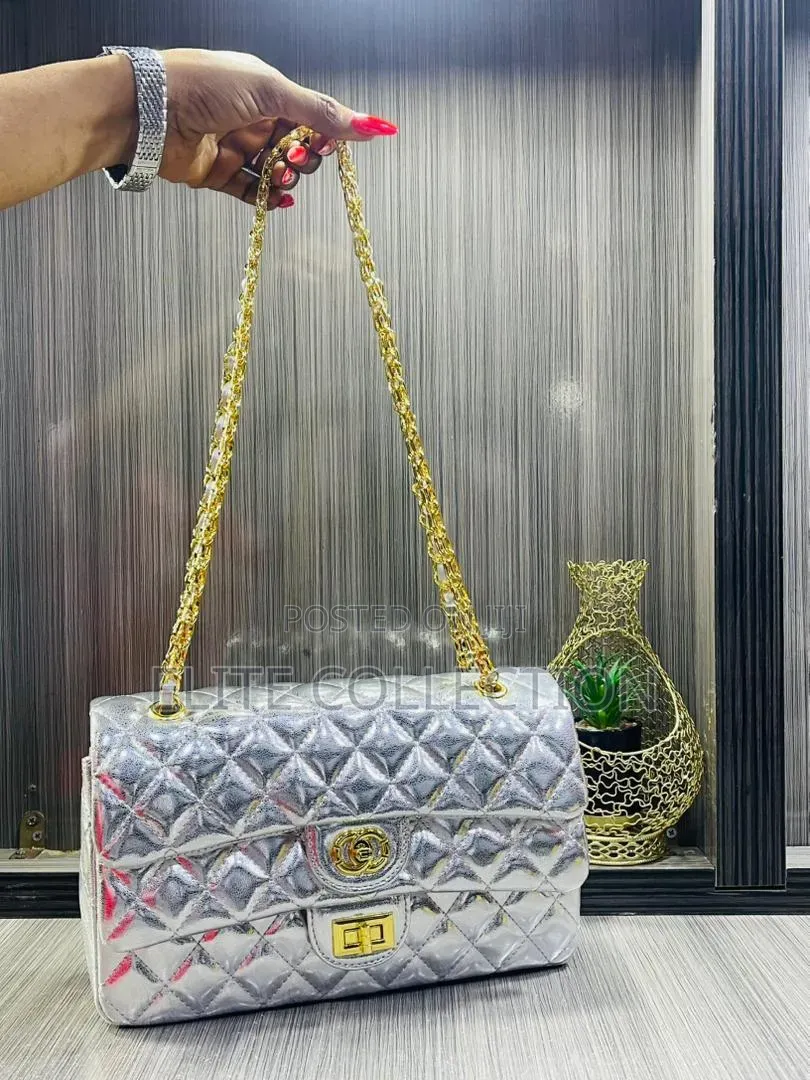 Glossy Chanel Bag Size Big Color: Black. Wine. Brown.White.Silver Gold
