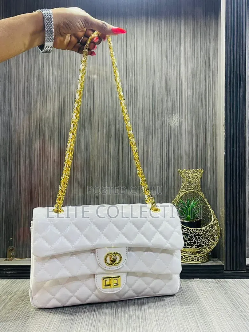 Glossy Chanel Bag Size Big Color: Black. Wine. Brown.White.Silver Gold