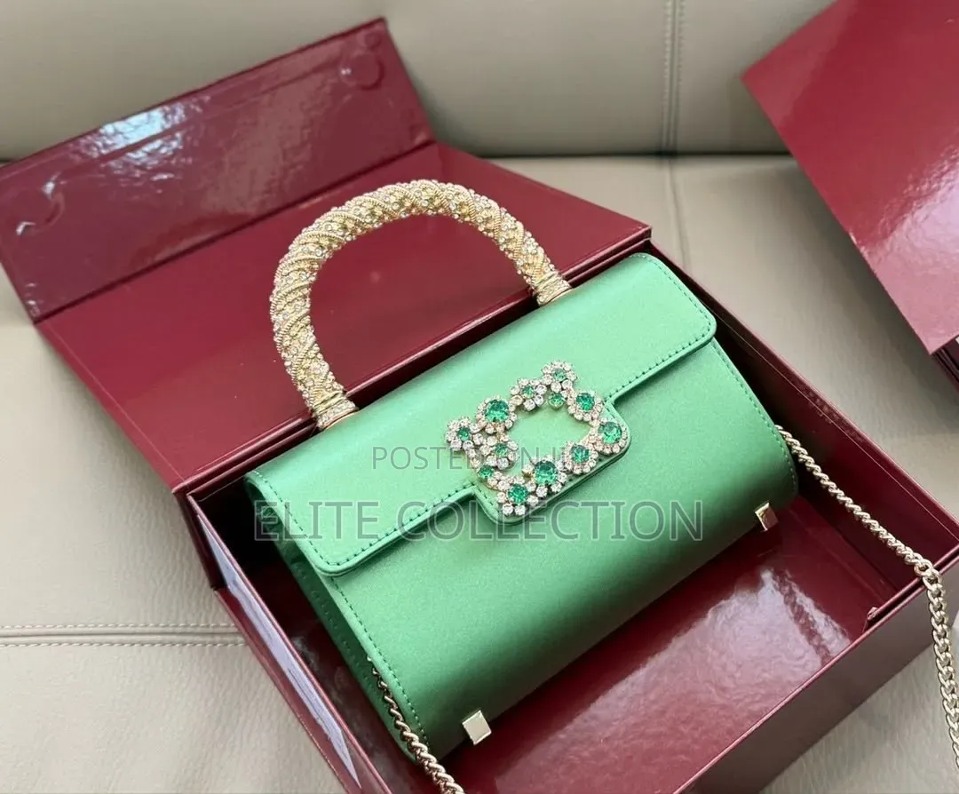 Luxury Roger Rivier Bag Blue, Purple ,Baby Pink, Wine, Lemon, Gold Red