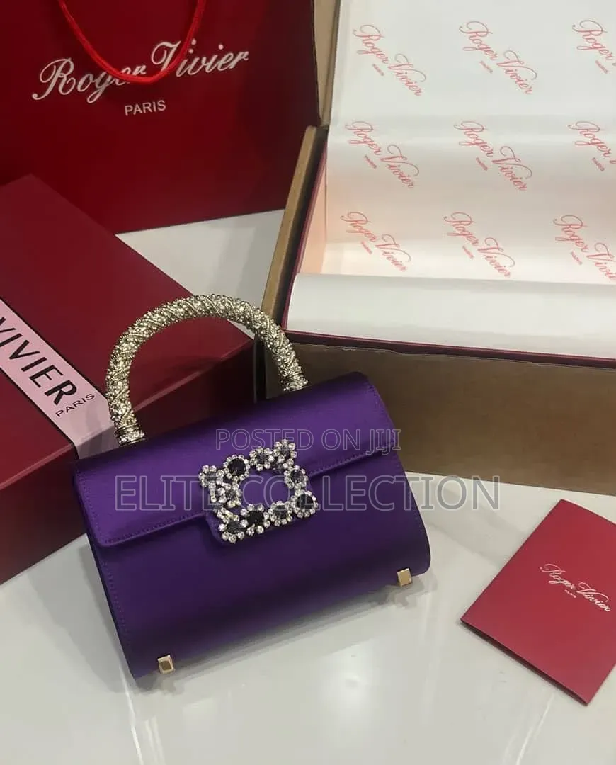 Luxury Roger Rivier Bag Blue, Purple ,Baby Pink, Wine, Lemon, Gold Red