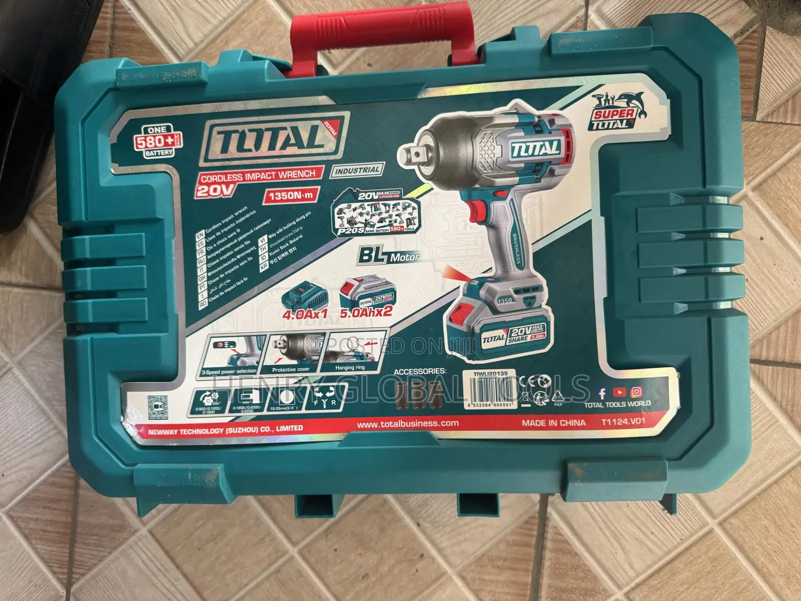 TOTAL 20V Brushless Cordless Impact Wrench – 1350N·m