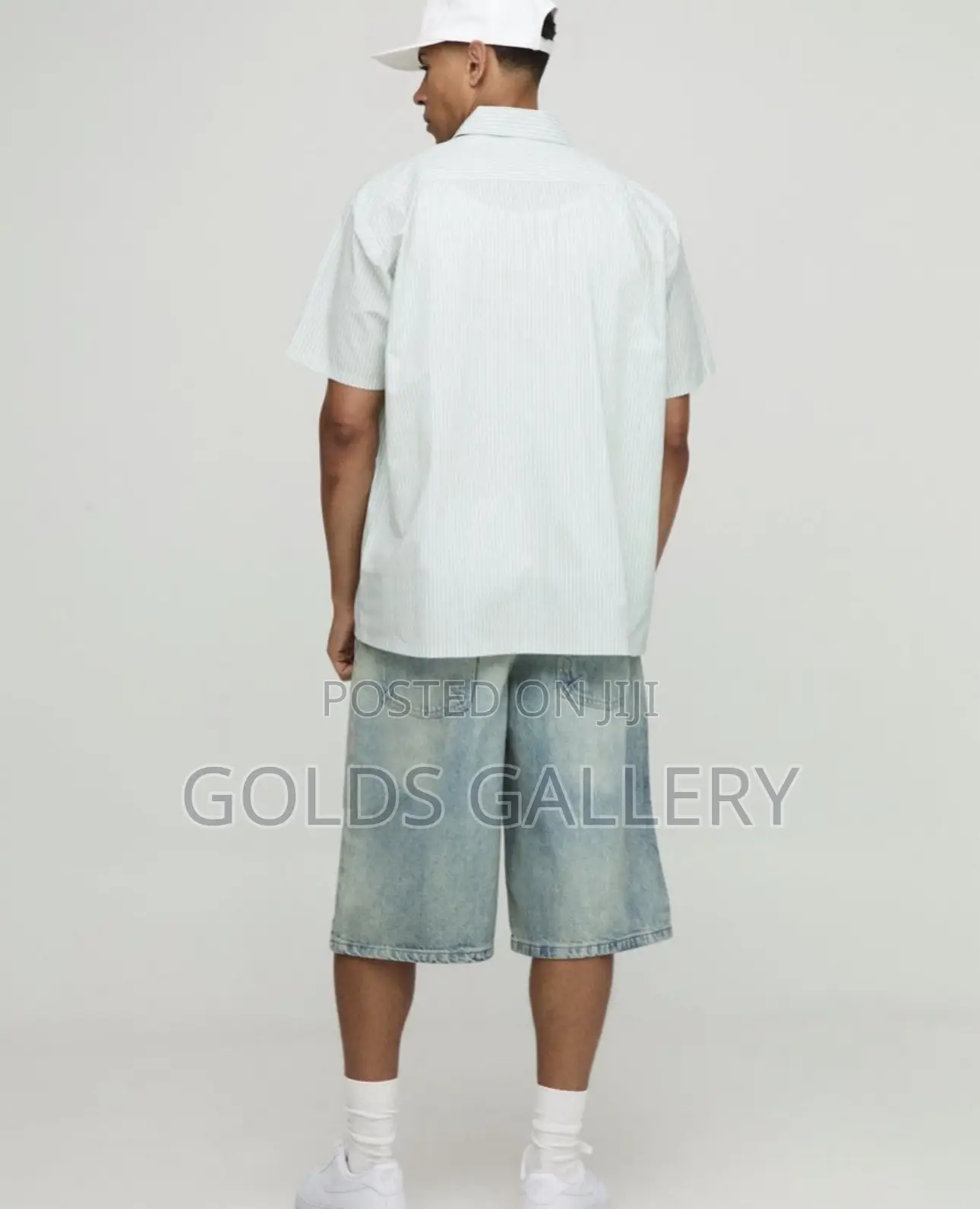 Sfera Oversized Stripe Man Embroidered Short Sleeve Shirt
