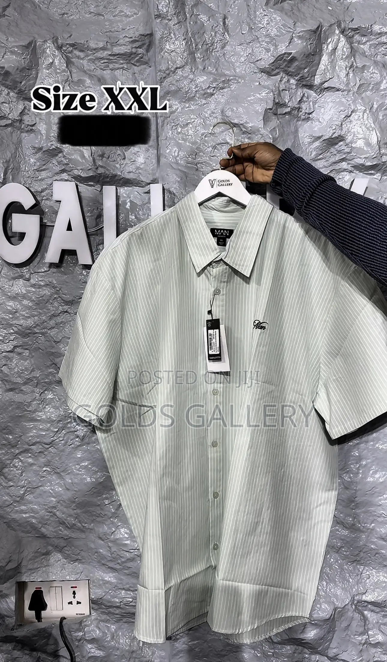 Sfera Oversized Stripe Man Embroidered Short Sleeve Shirt