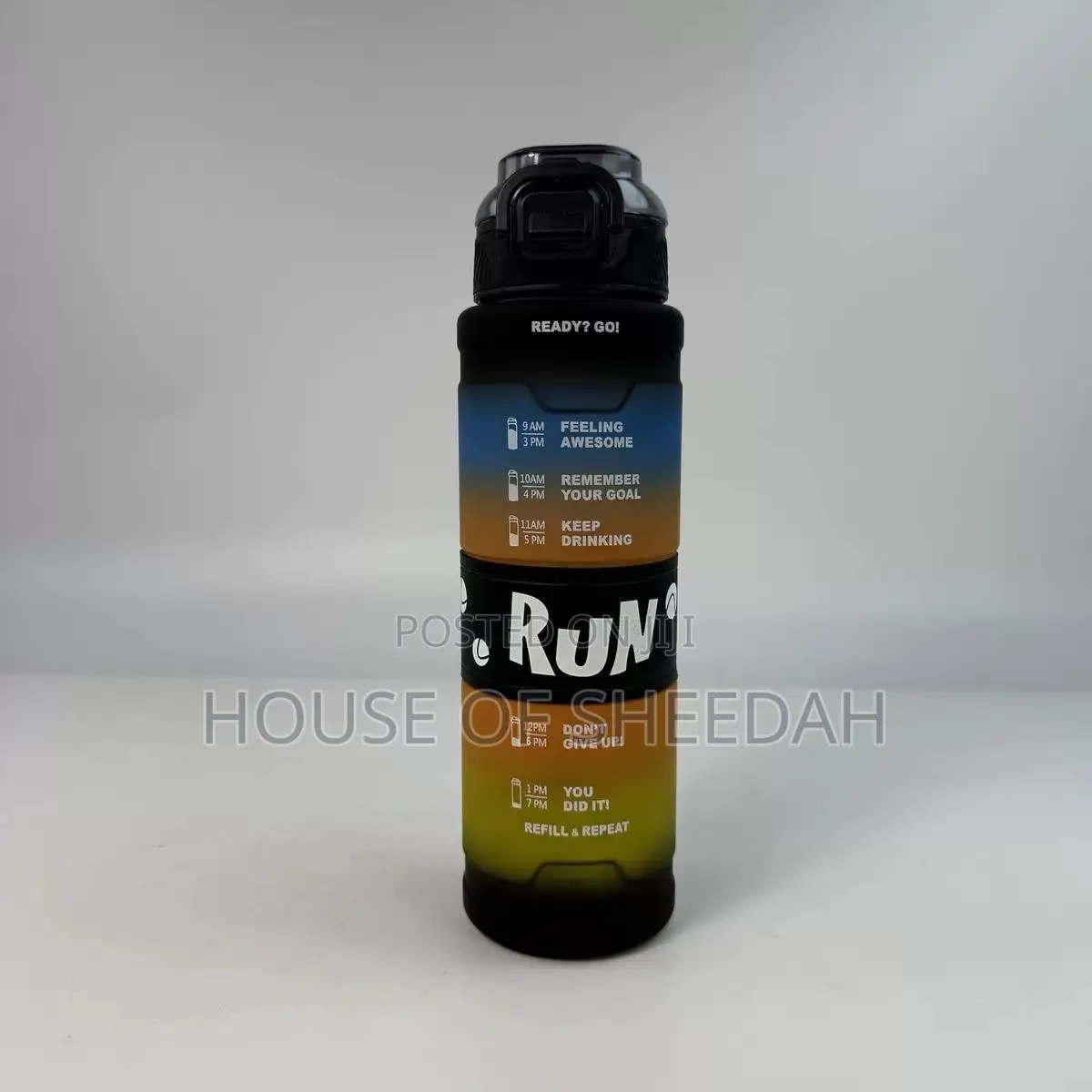 1-Liter (1000ml) Motivational Gradient Sport Water Bottles