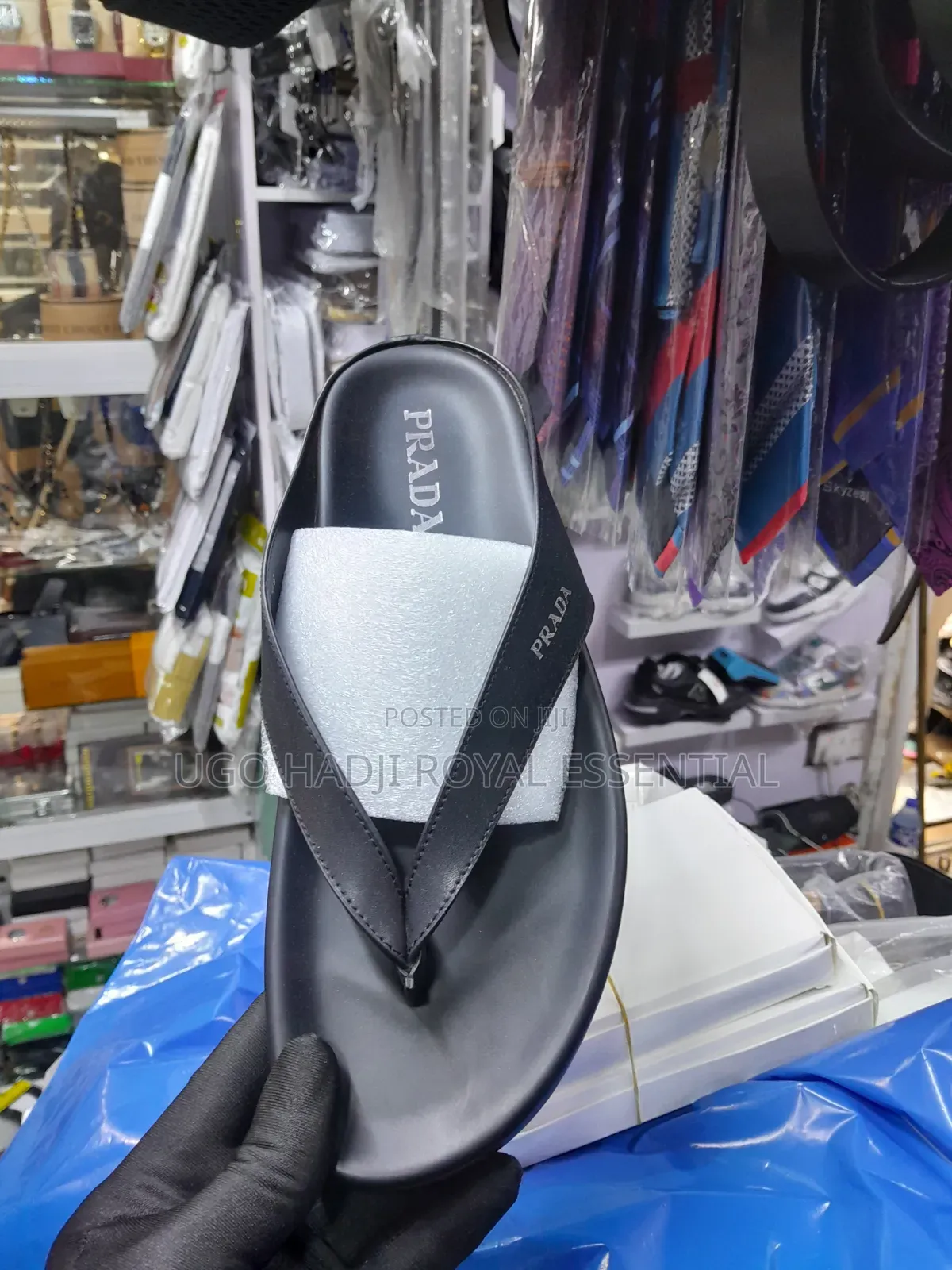 Men's Prada Leather Thong Slippers / Palm Sandals