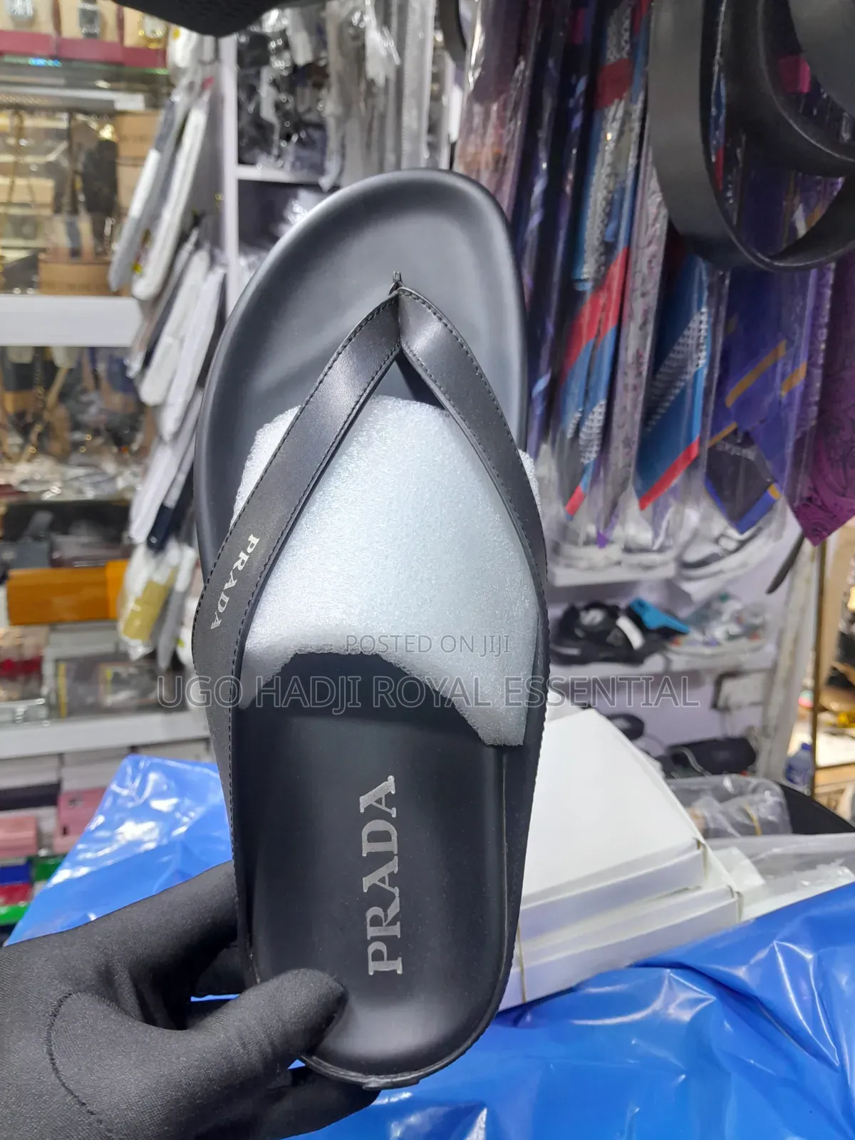 Men's Prada Leather Thong Slippers / Palm Sandals