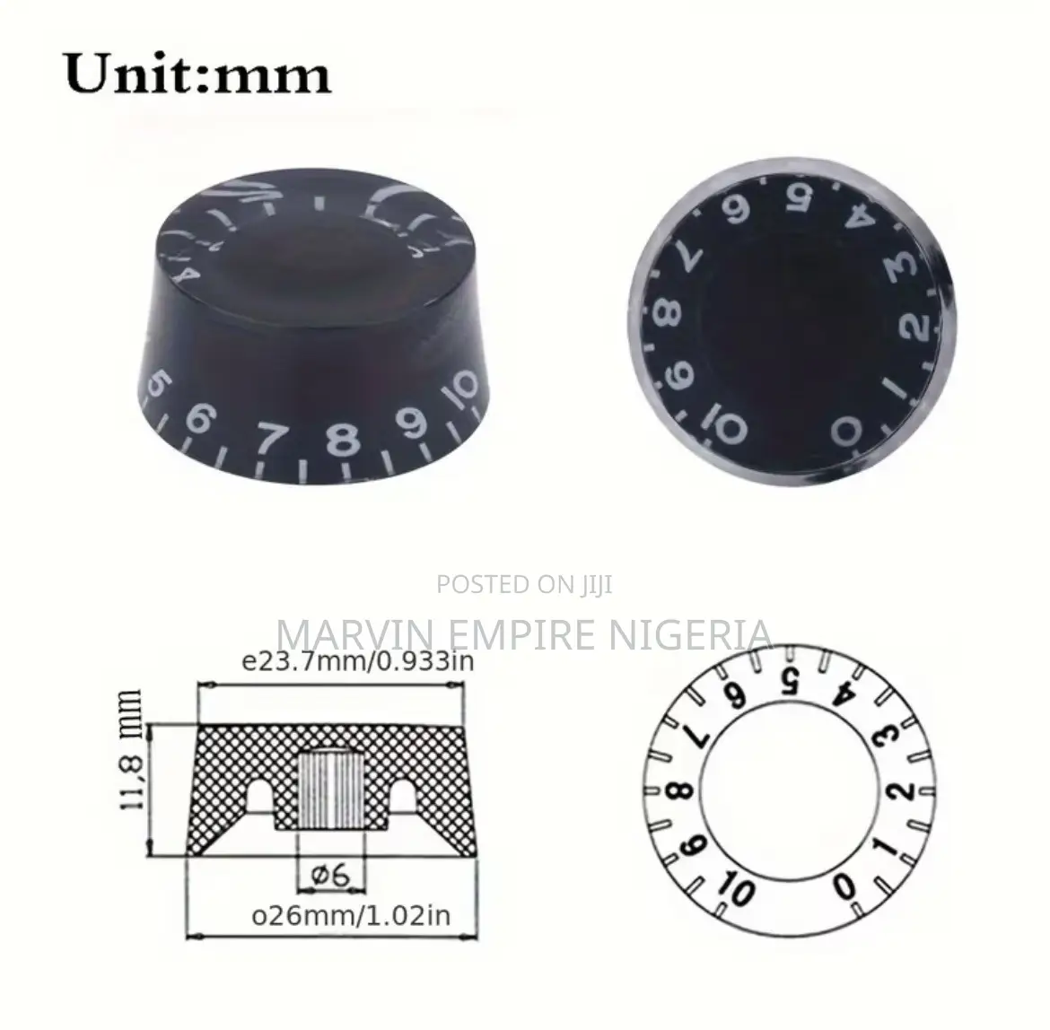 4pcs Electric Guitar Knob Black Speed Volume Tone Control for Les Paul
