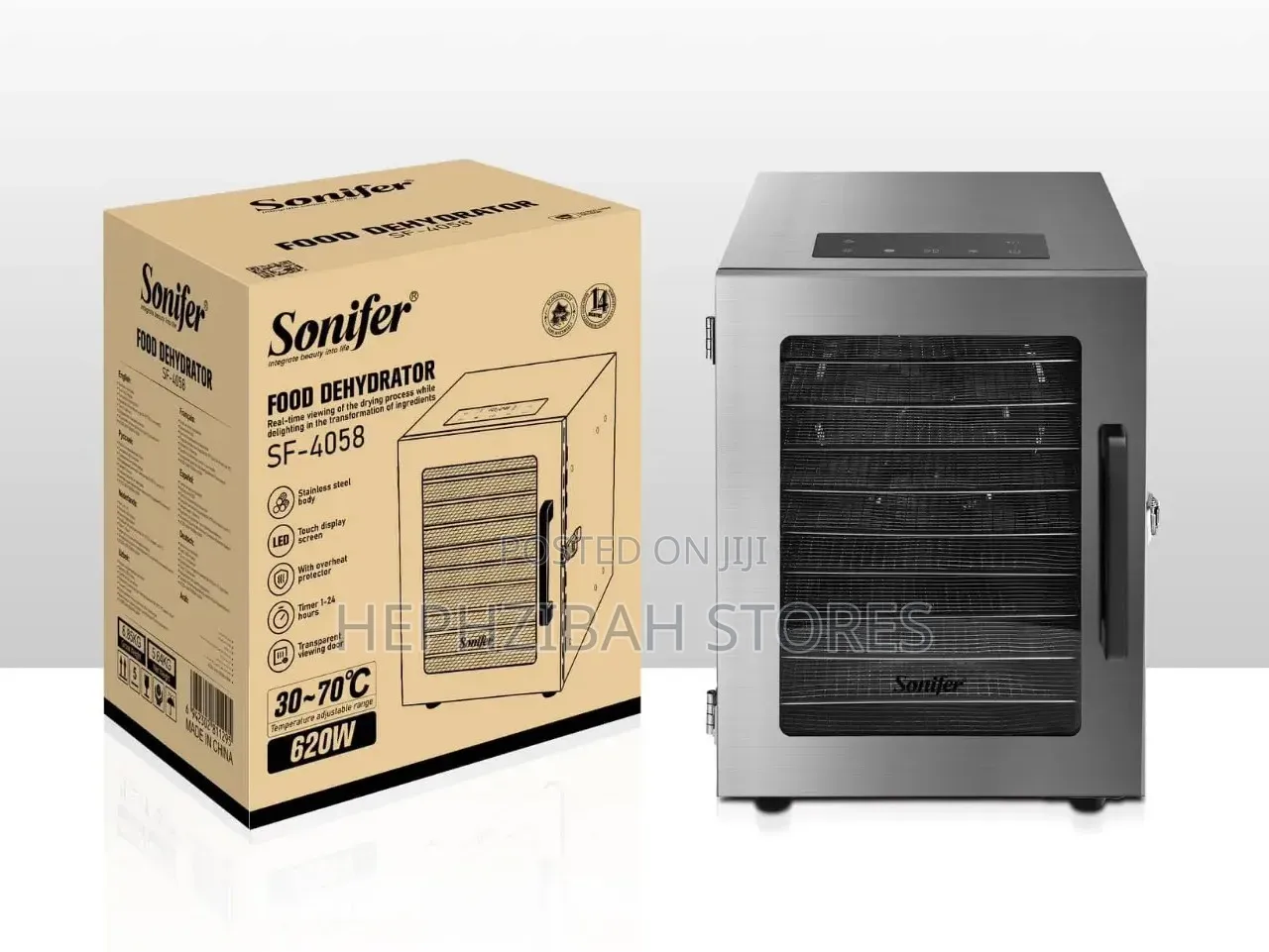 Sonifer 10trays Stainless Steel Food Dehydrator Digital Display