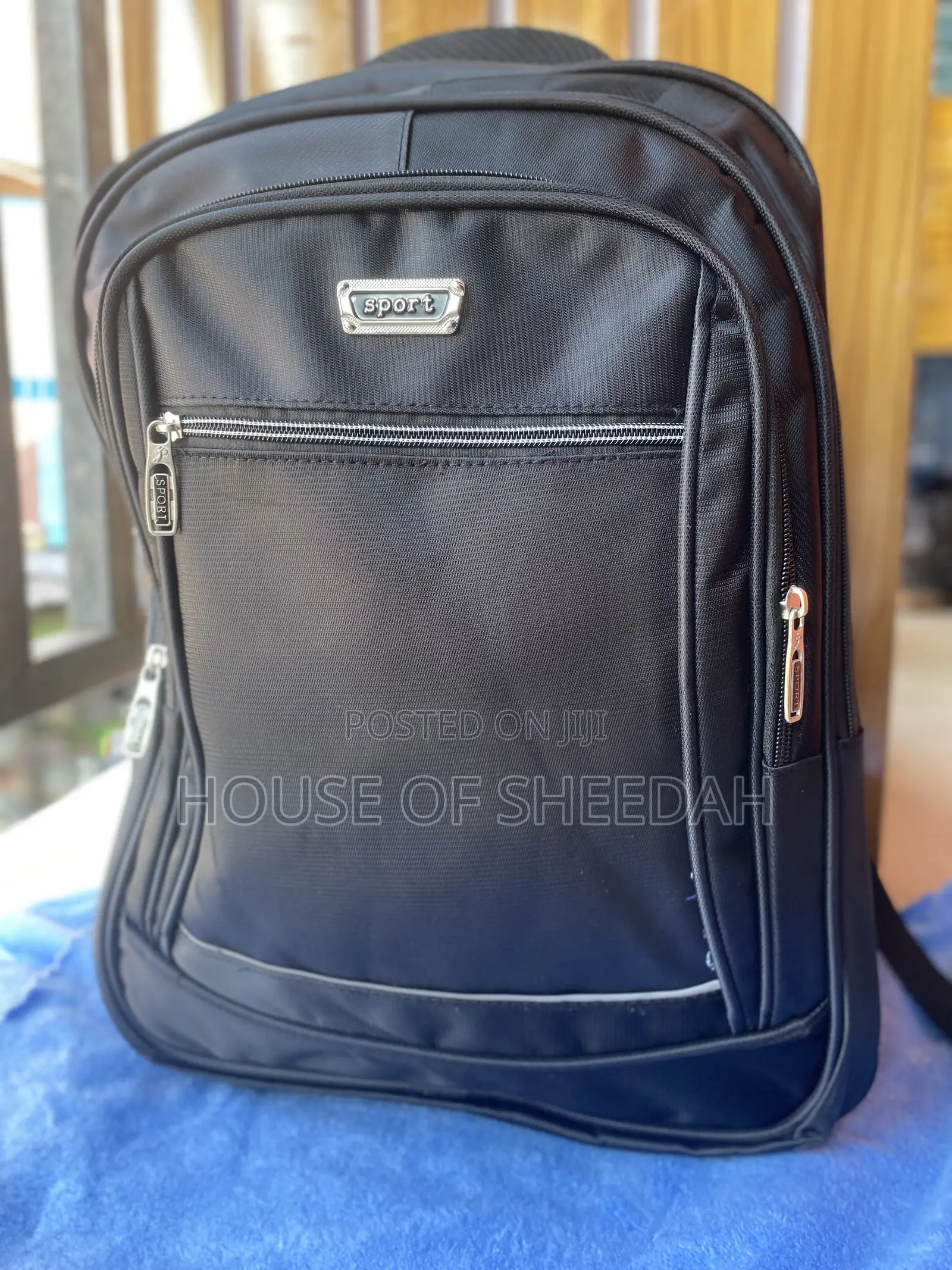 Large Capacity Multi-Functional Black Fabric Backpack