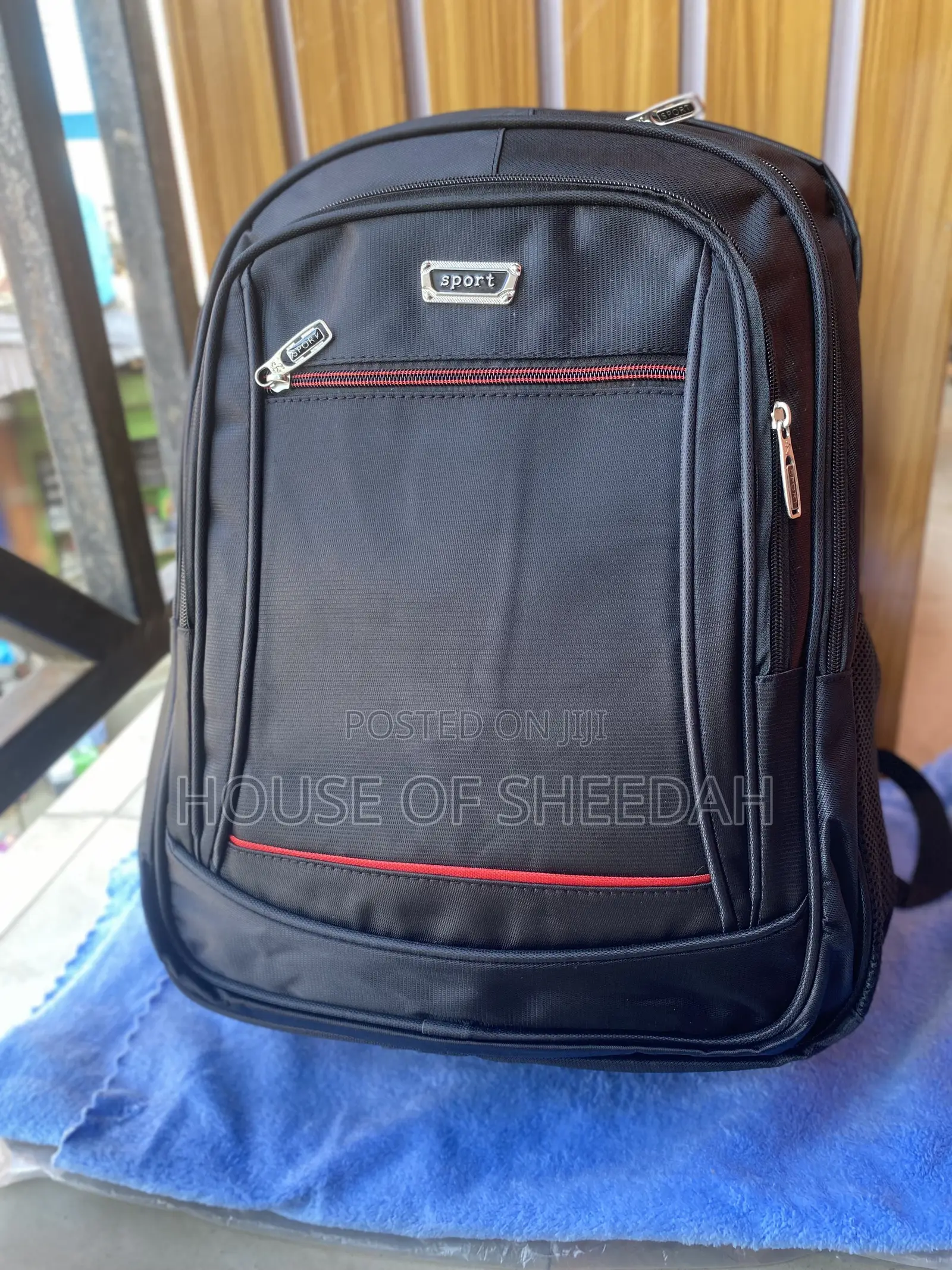 Large Capacity Multi-Functional Black Fabric Backpack