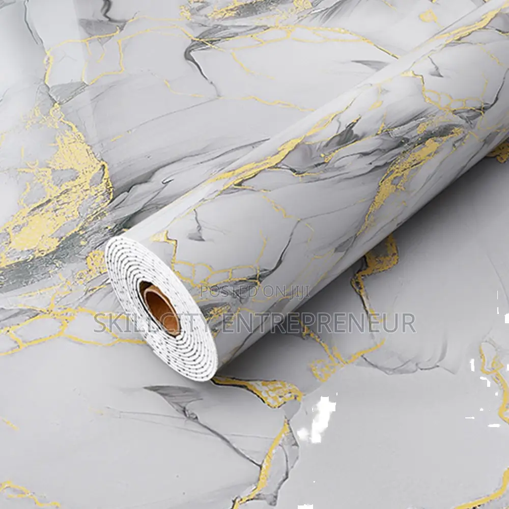 Self-Adhesive, Waterproof Marble-Patterned Wallpaper