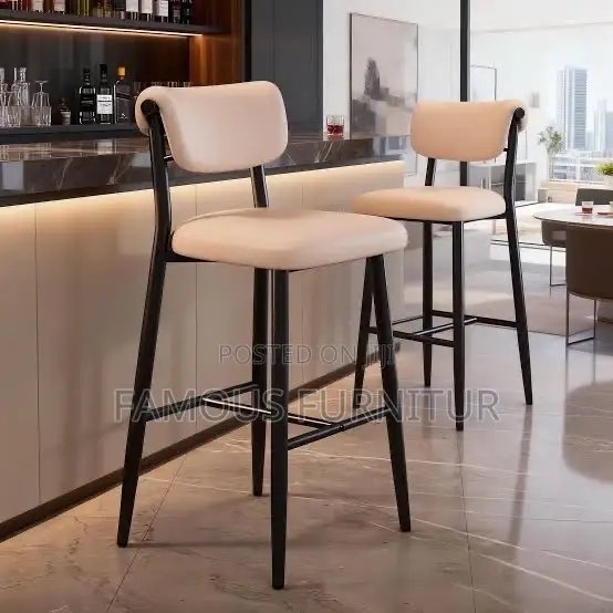 Modern, Low-Back Upholstered Bar Stool With a Curved Backrest