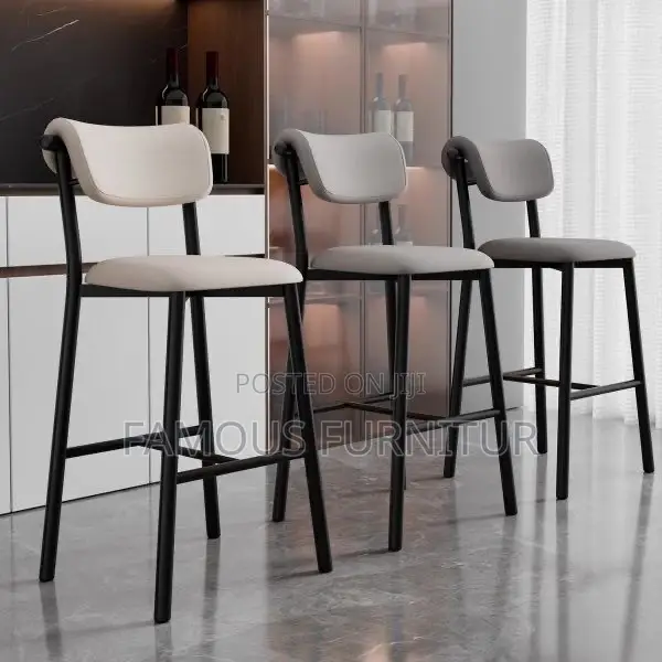 Modern, Low-Back Upholstered Bar Stool With a Curved Backrest