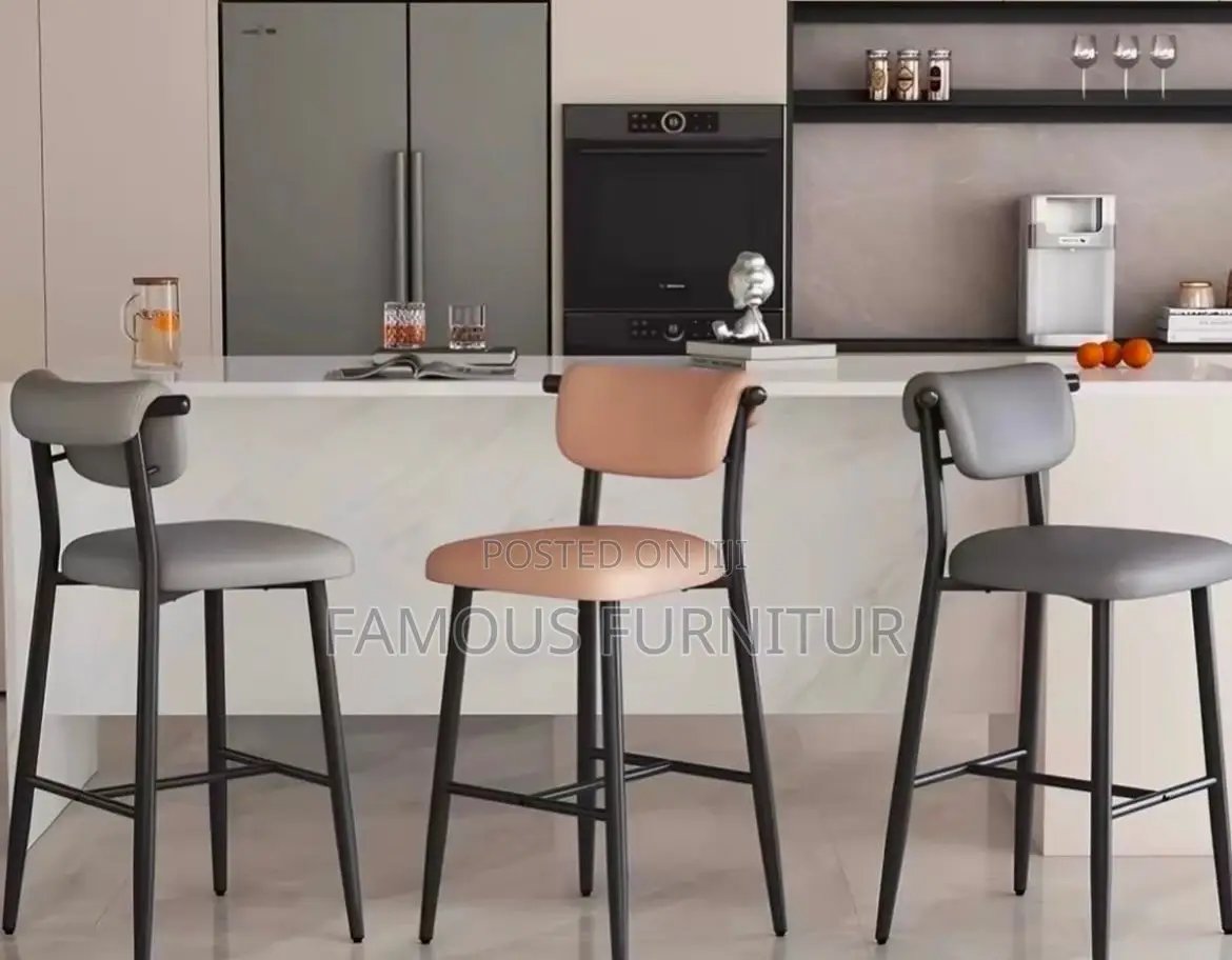 Modern, Low-Back Upholstered Bar Stool With a Curved Backrest