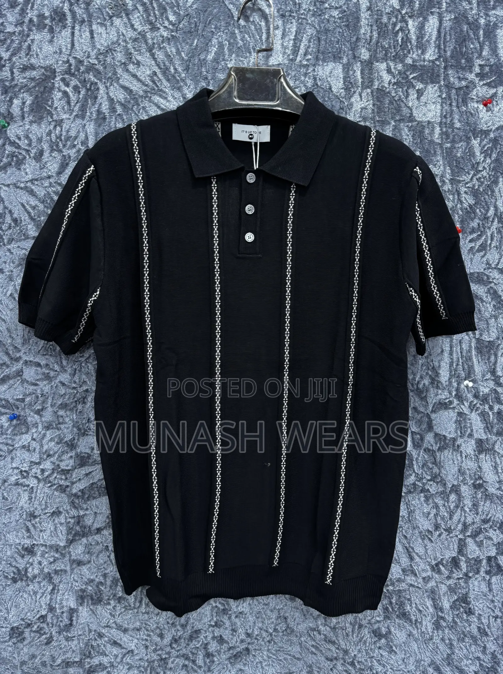 Black Stripe Cozzy Polo M-3xl