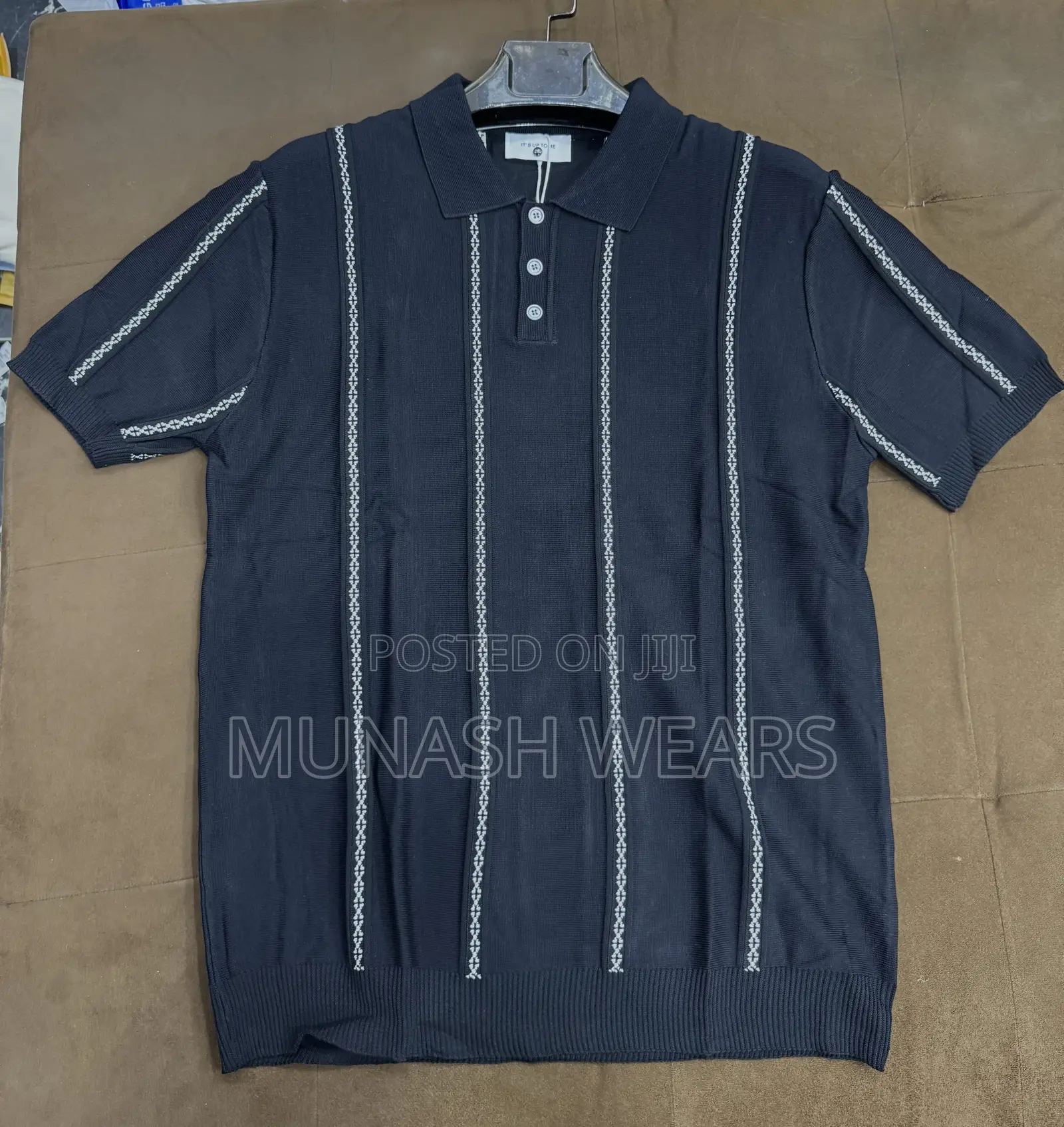 Black Stripe Cozzy Polo M-3xl