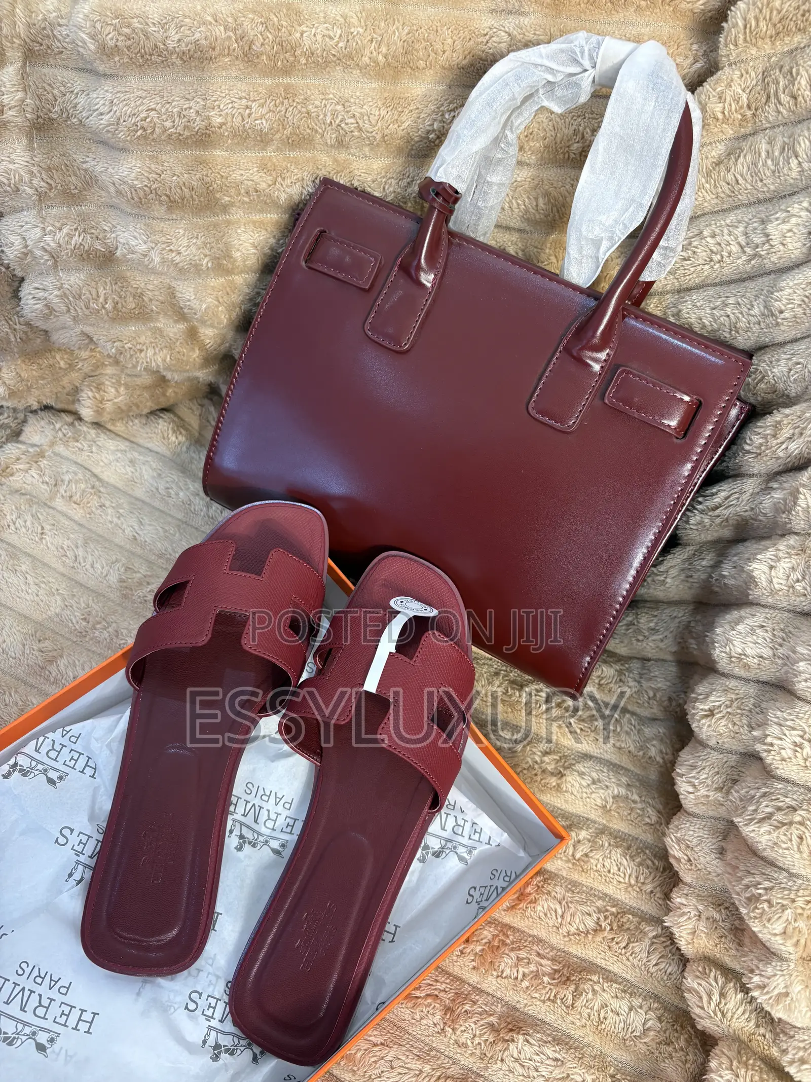 Burgundy Bag and Slippers Combo