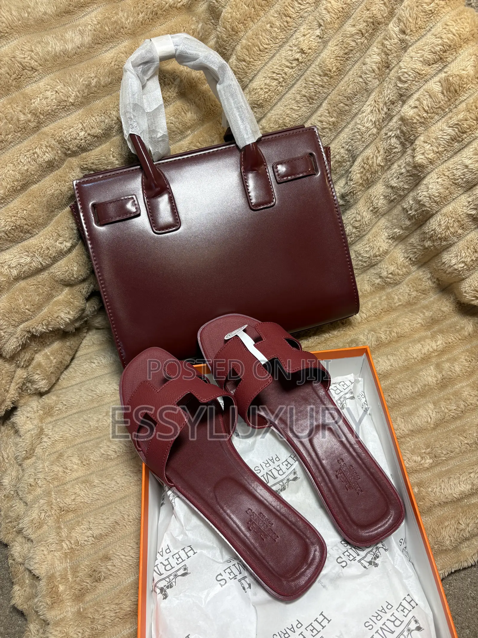 Burgundy Bag and Slippers Combo