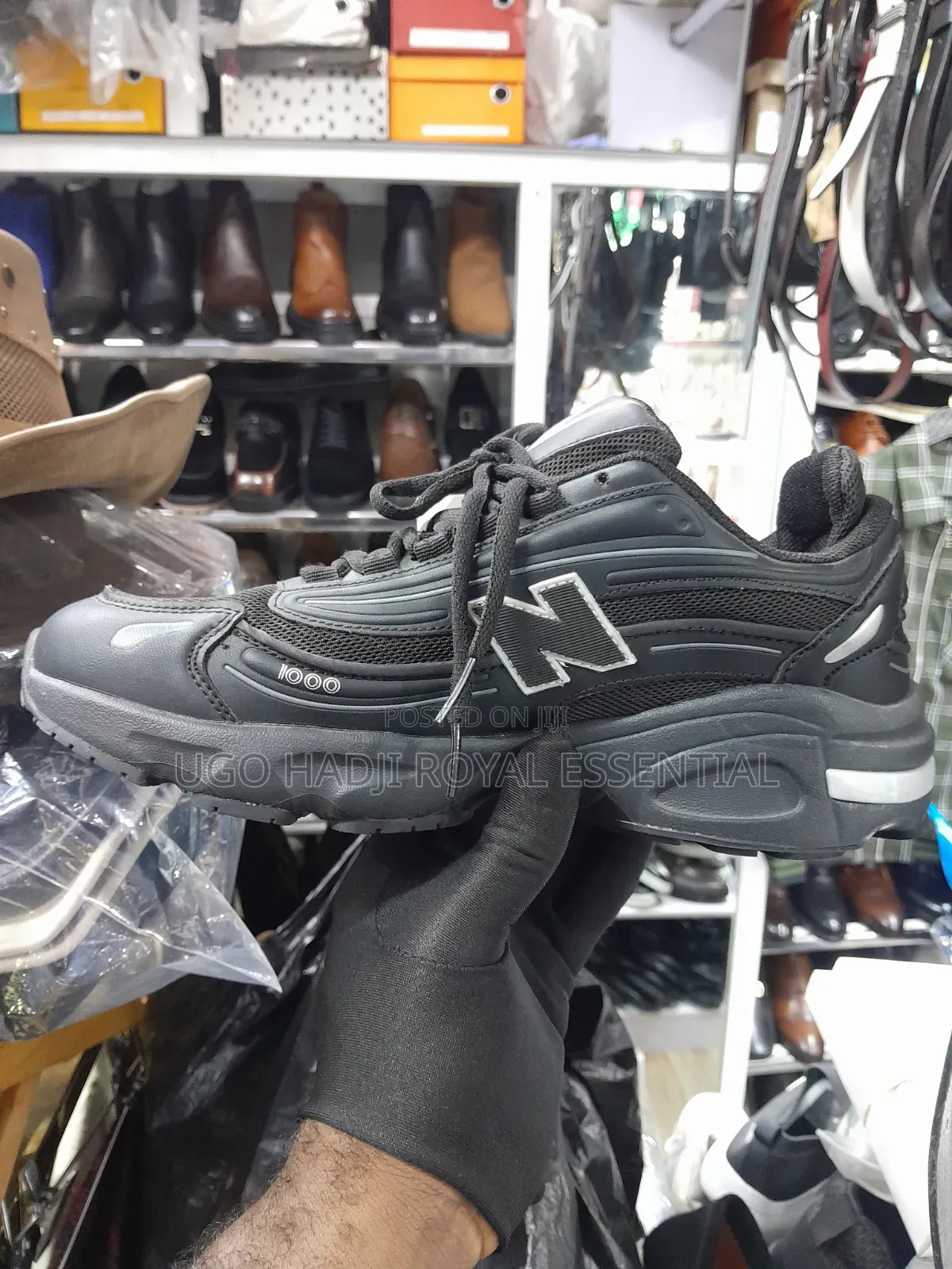 New Balance 1000 Triple Black Chunky Sneakers