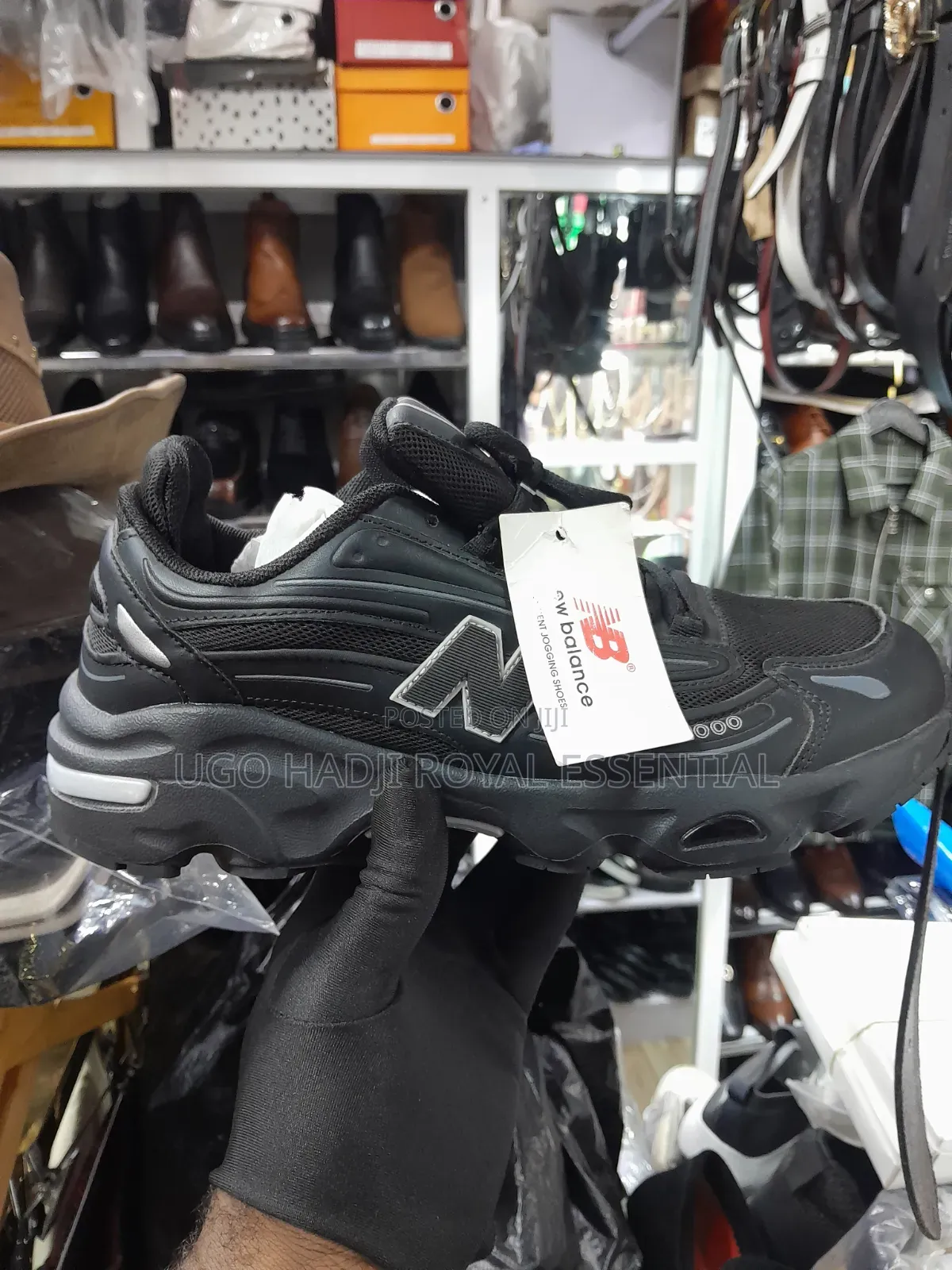 New Balance 1000 Triple Black Chunky Sneakers