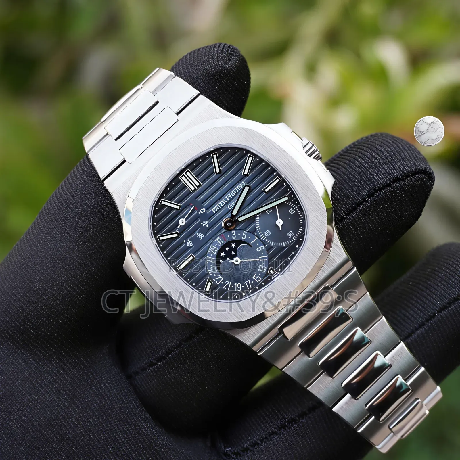 Lux Patek Philippe Nautilus Power Reserve, Date Moon Phase Display