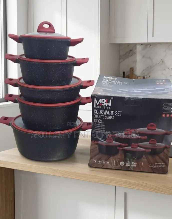 MBH Exclusive Cookware Set, Granite Series, 10 Pieces