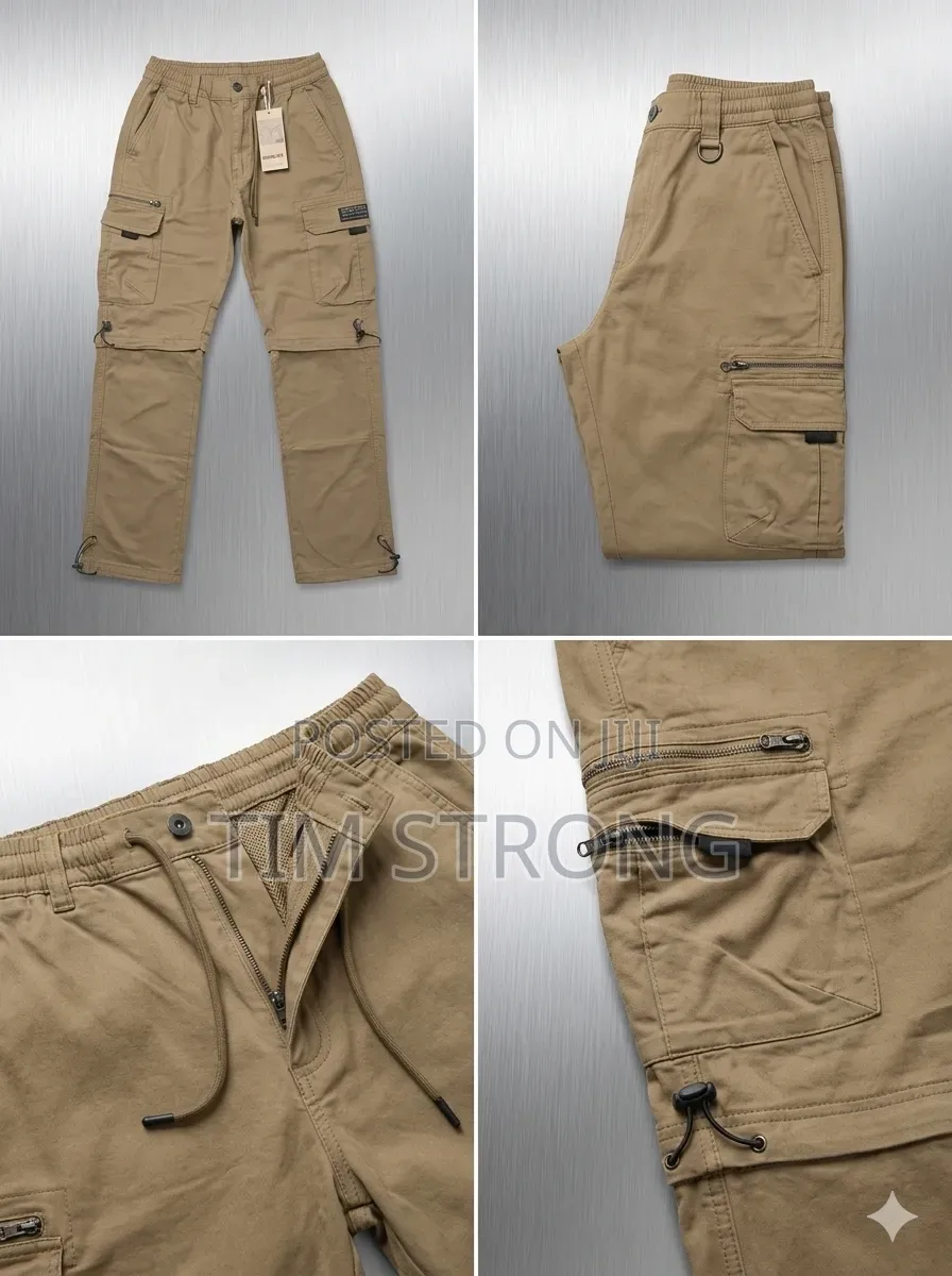 Men’s 2-in-1 Convertible Cargo Trousers – Khaki Brown Tactical Utilitt