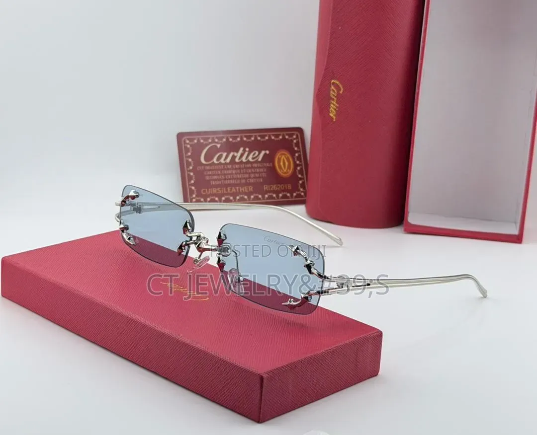 CARTIER Rimless Rectangular Sunglasses Design in Unique Style