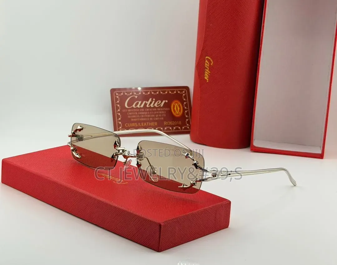 CARTIER Rimless Rectangular Sunglasses Design in Unique Style