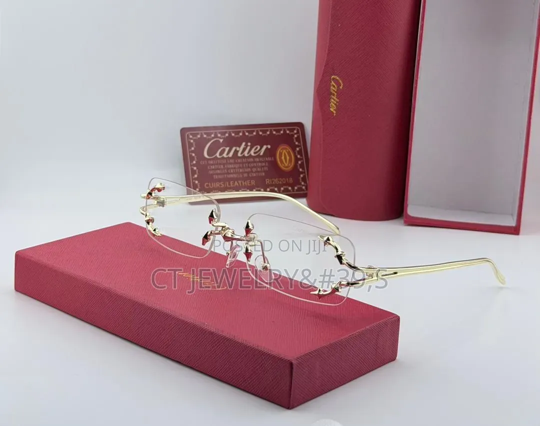 CARTIER Rimless Rectangular Sunglasses Design in Unique Style