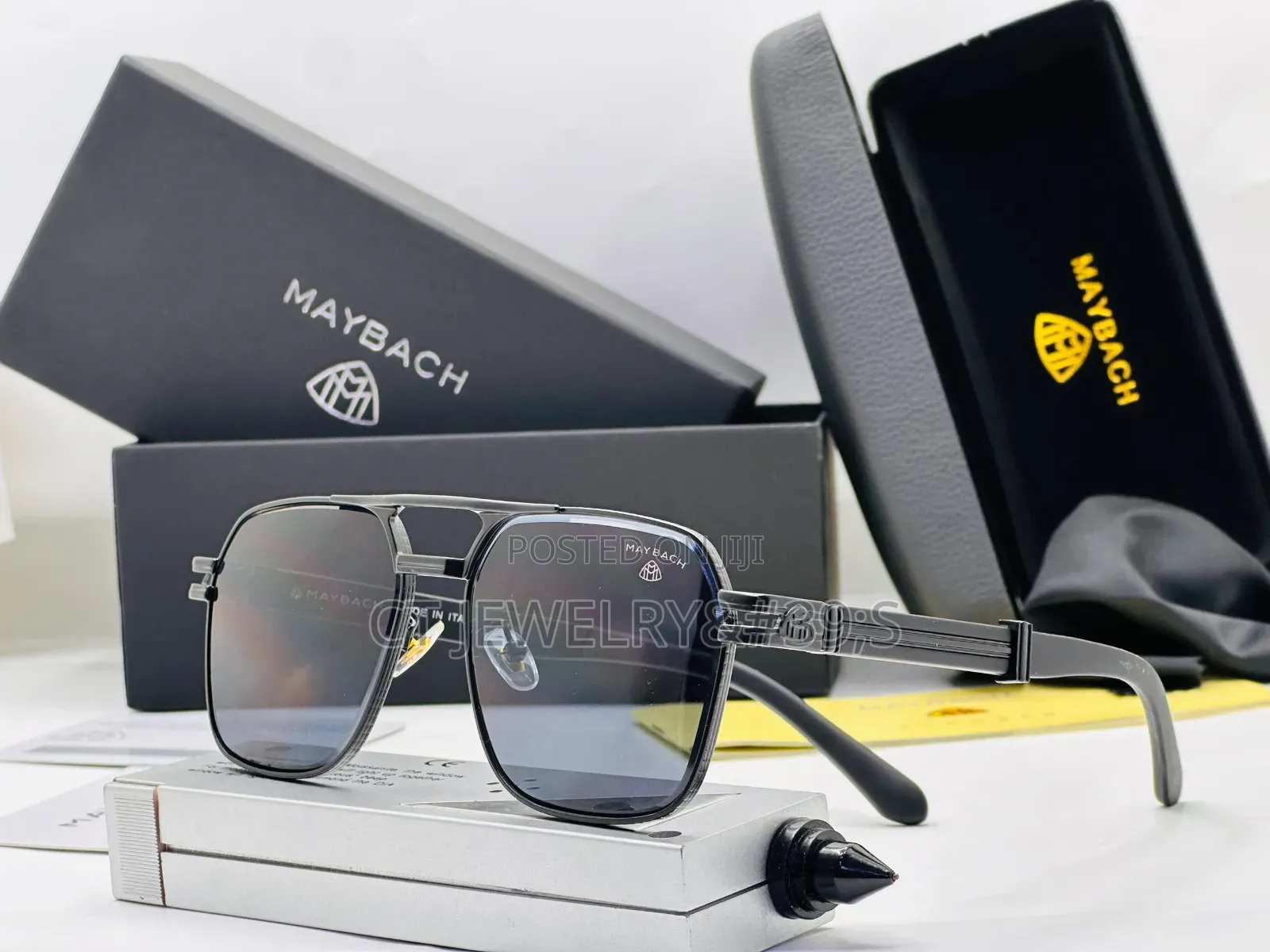 Maybach Luxury Aviator/Square Sunglasses a Double-Beam Metal Frame
