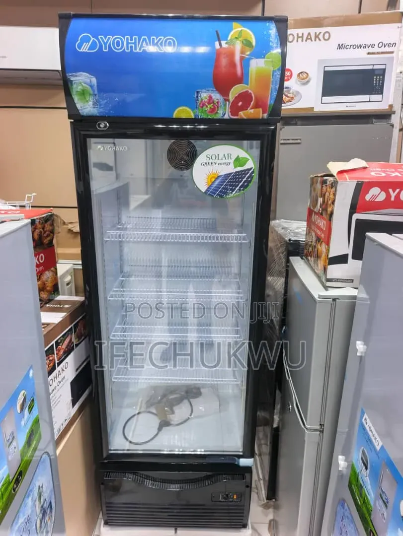 Original YOHAKO AC, DC Solar Inverter Showcase Glass Fridge Copper
