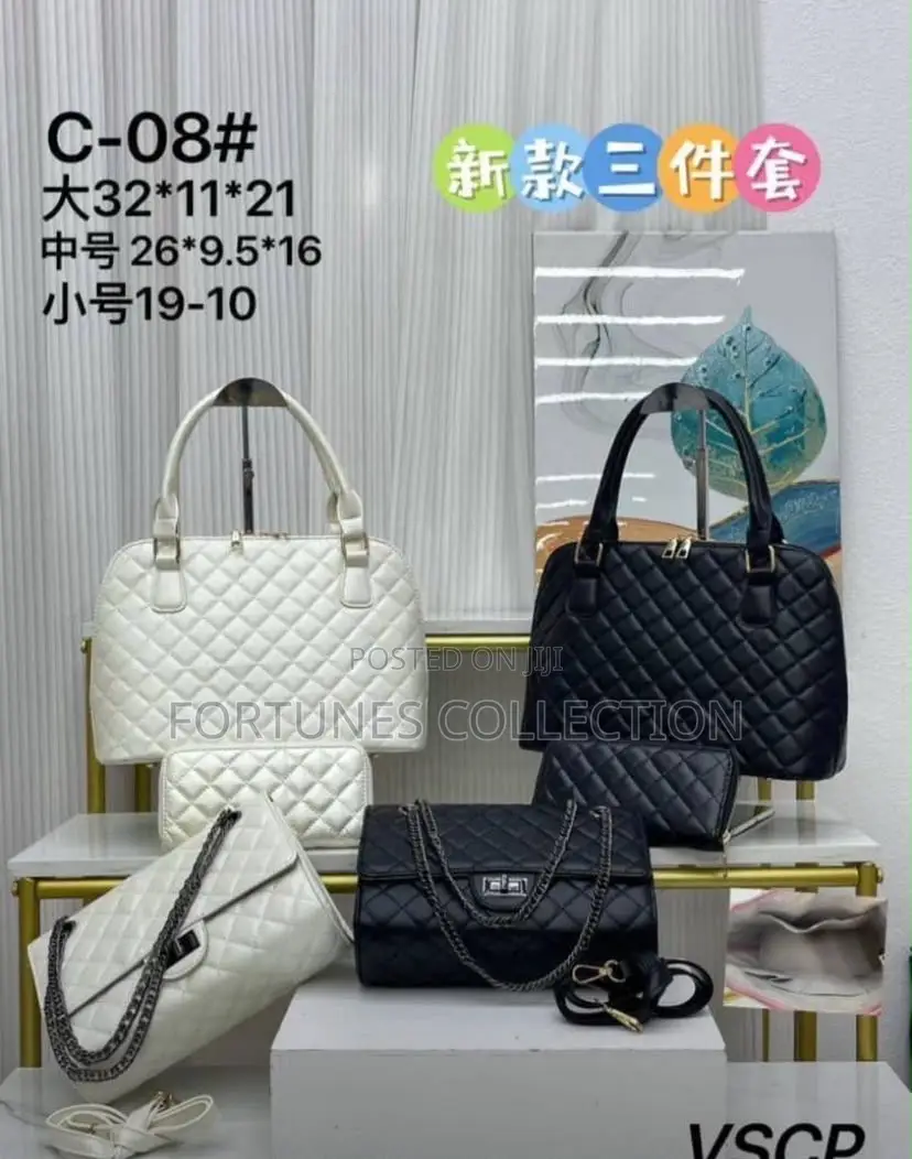 Luxury VSCP Chanel Inspired 3-in-1 Diamond Quilted Handbag Set