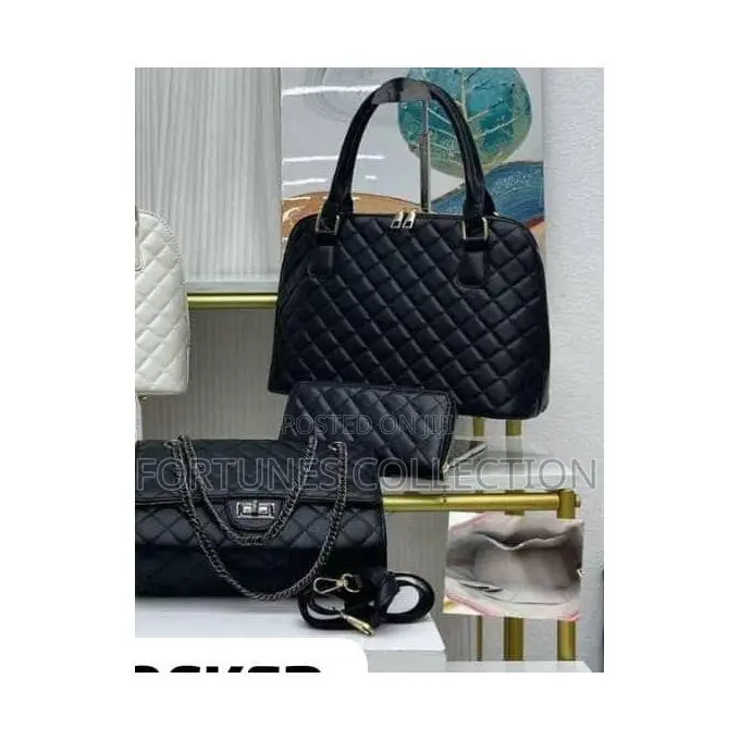 Luxury VSCP Chanel Inspired 3-in-1 Diamond Quilted Handbag Set