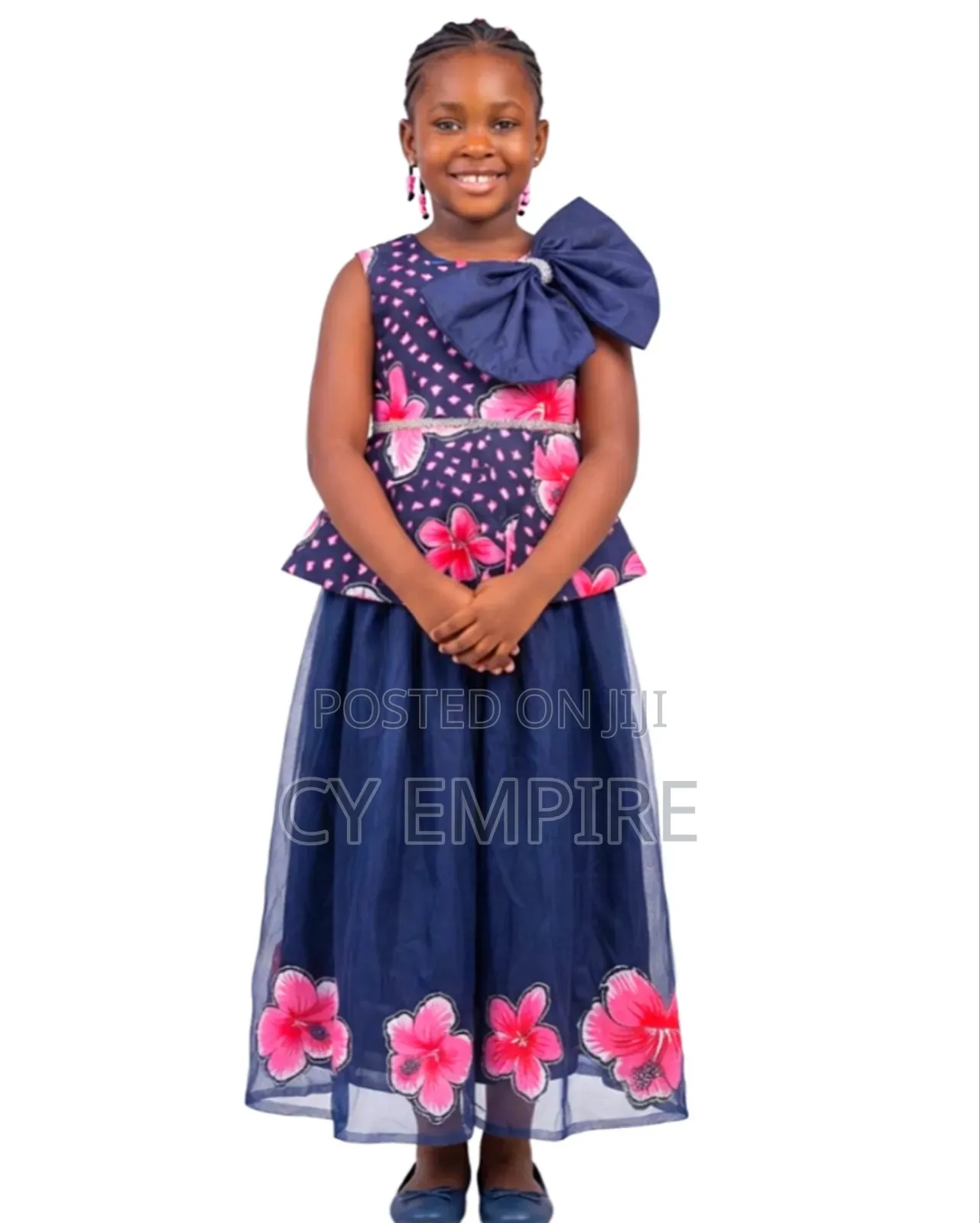 7T Girls Blue Ankara Mix Dress