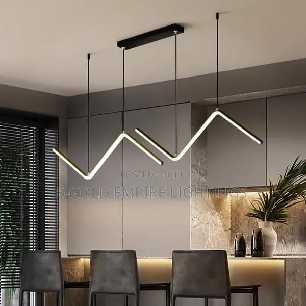 Zig Zag LED Pendant Light – Luxury Dining Kitchen Island Chandelier