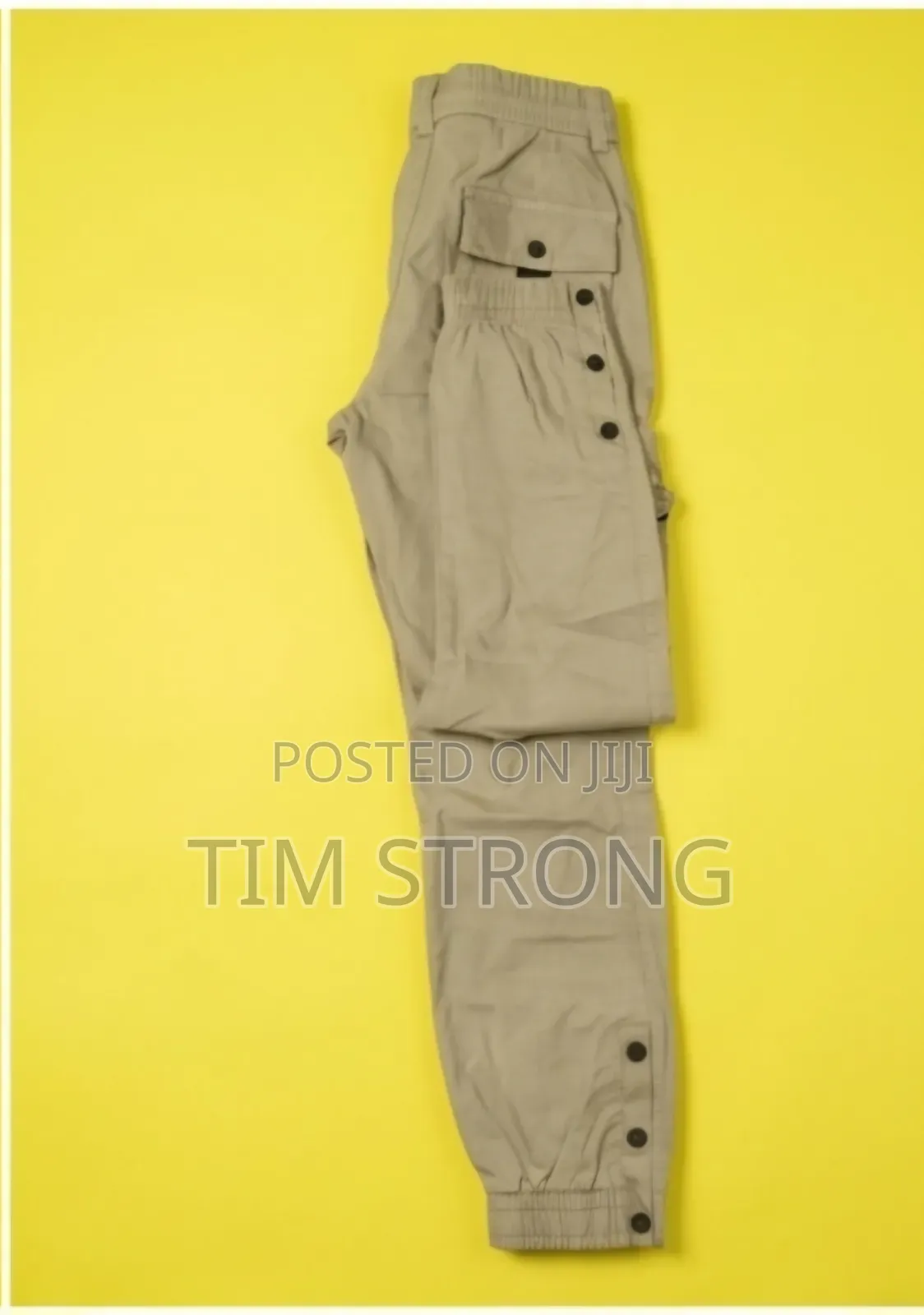 Multi-Pocket Men's Urban Cargo Pants With Adjustable Ankle Cuffs Beige