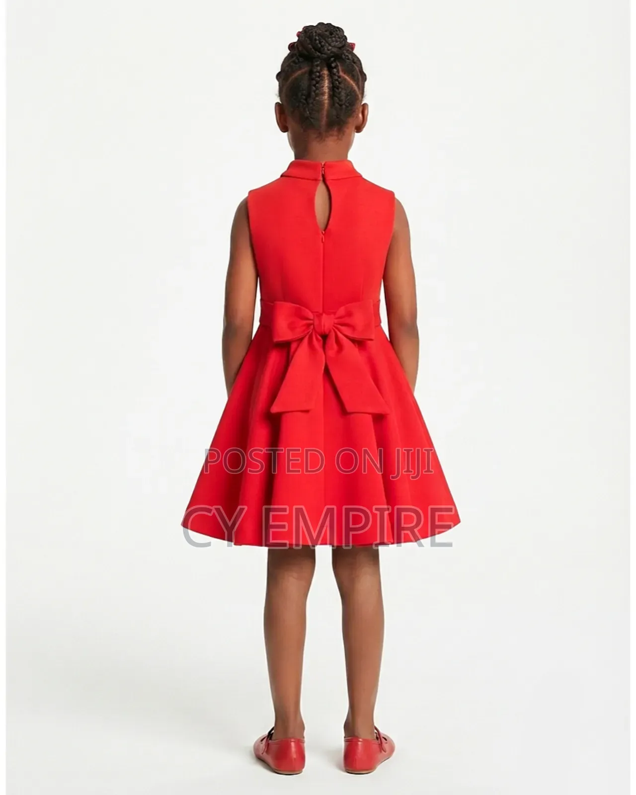 4T Girls Red Dress With Applique