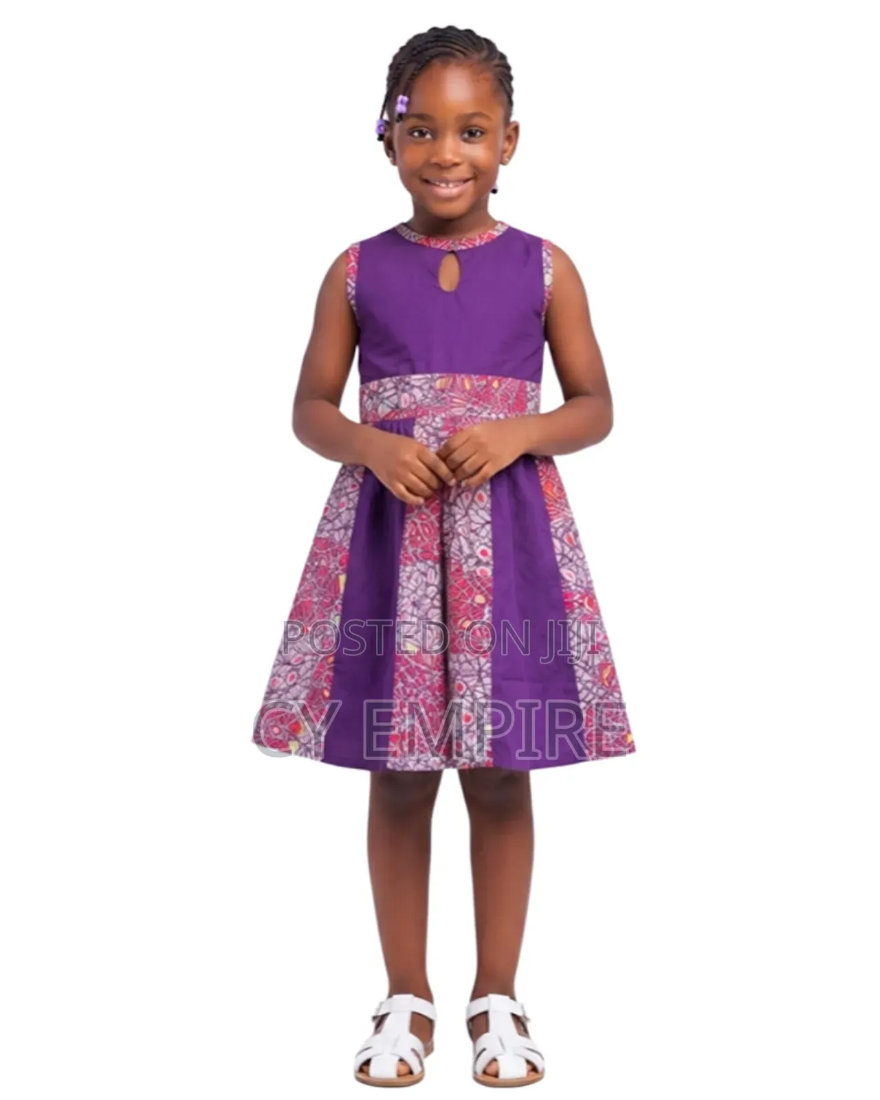 2T Girls Purple Ankara Mix Dress