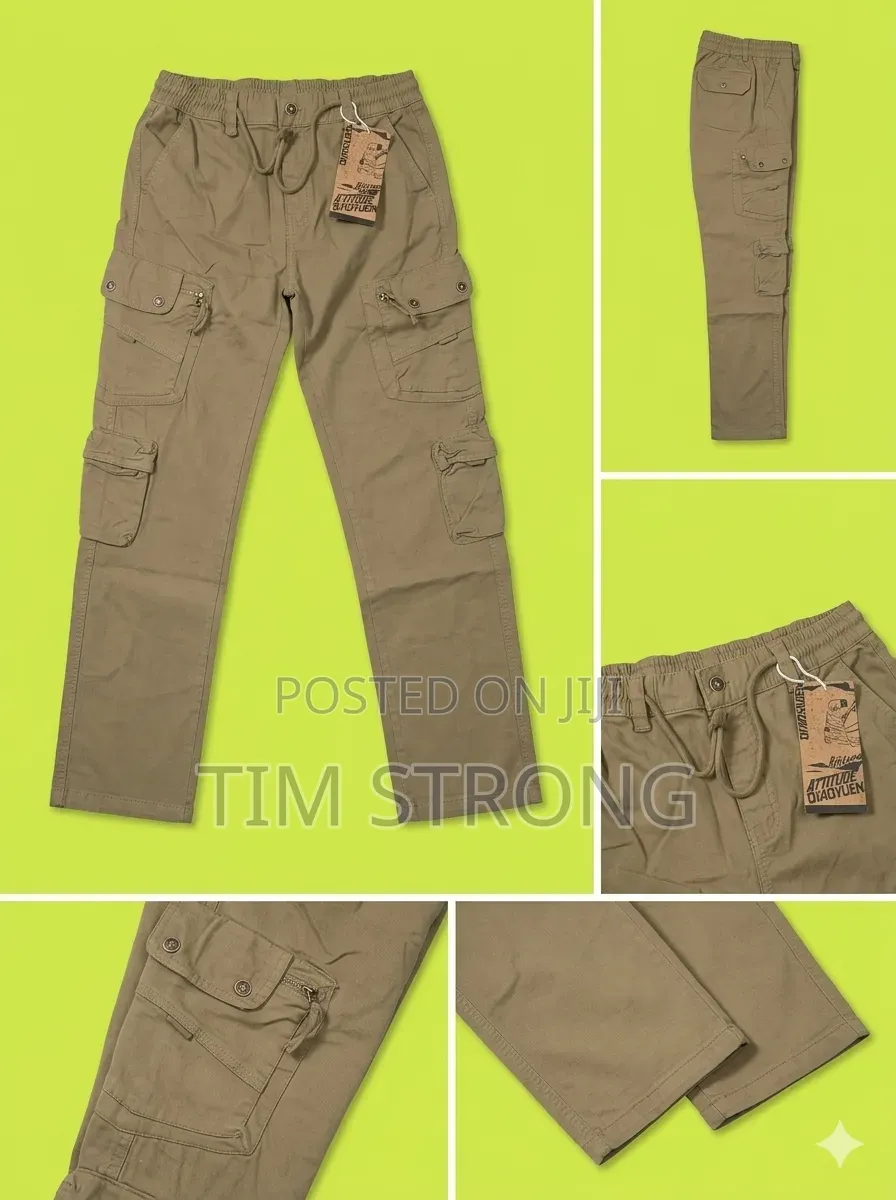 Men’s Classic Straight-Leg Cargo Pants – Premium Khaki Brown Trousers
