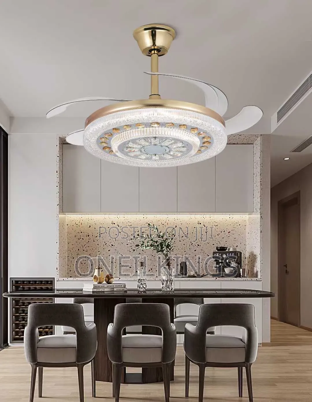 Cchandelier With Foldable Fan Blade