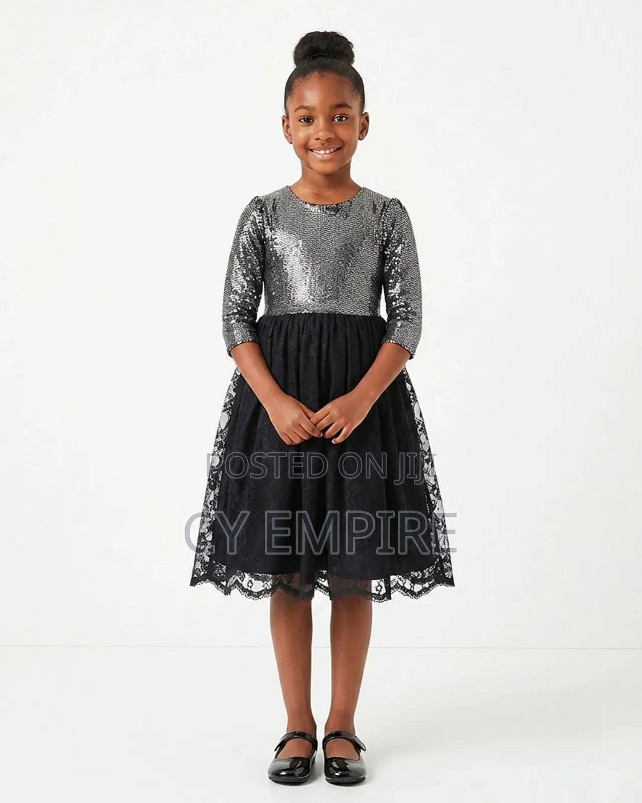 7T Girls Black Party Dress